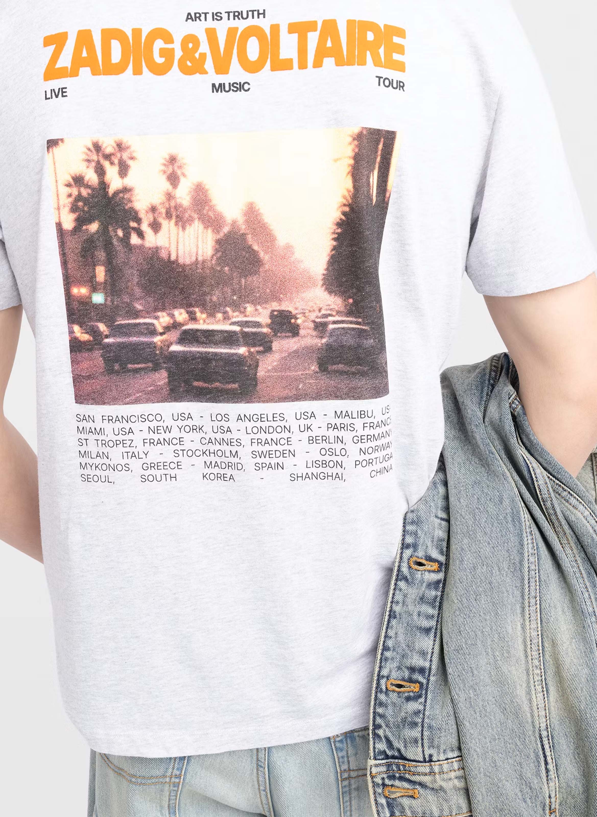 Tee-shirt imprimé col rond ZADIG&VOLTAIRE Gris