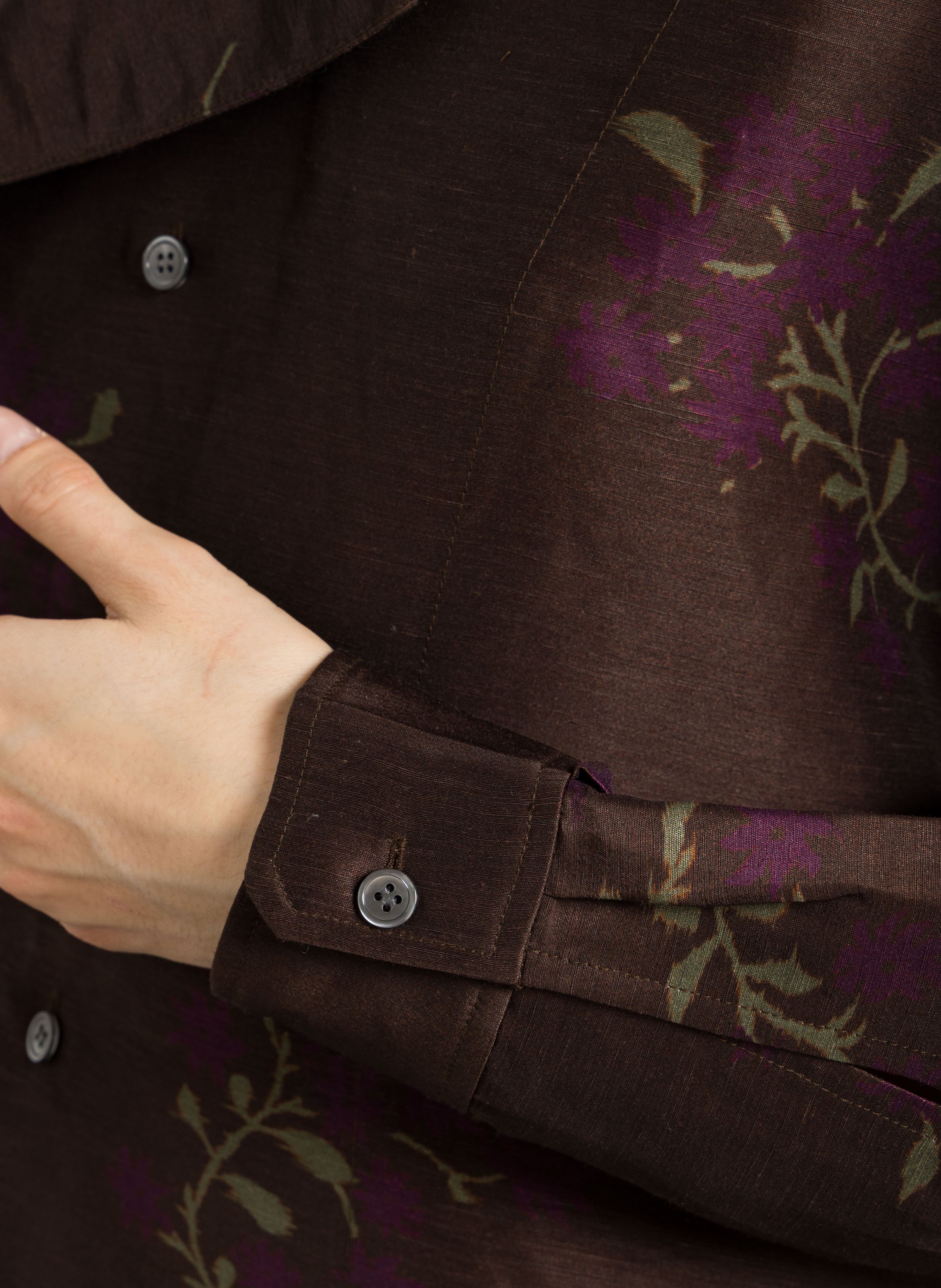 Blouse met Mao-kraag van gemengd linnen SOEUR Bruin