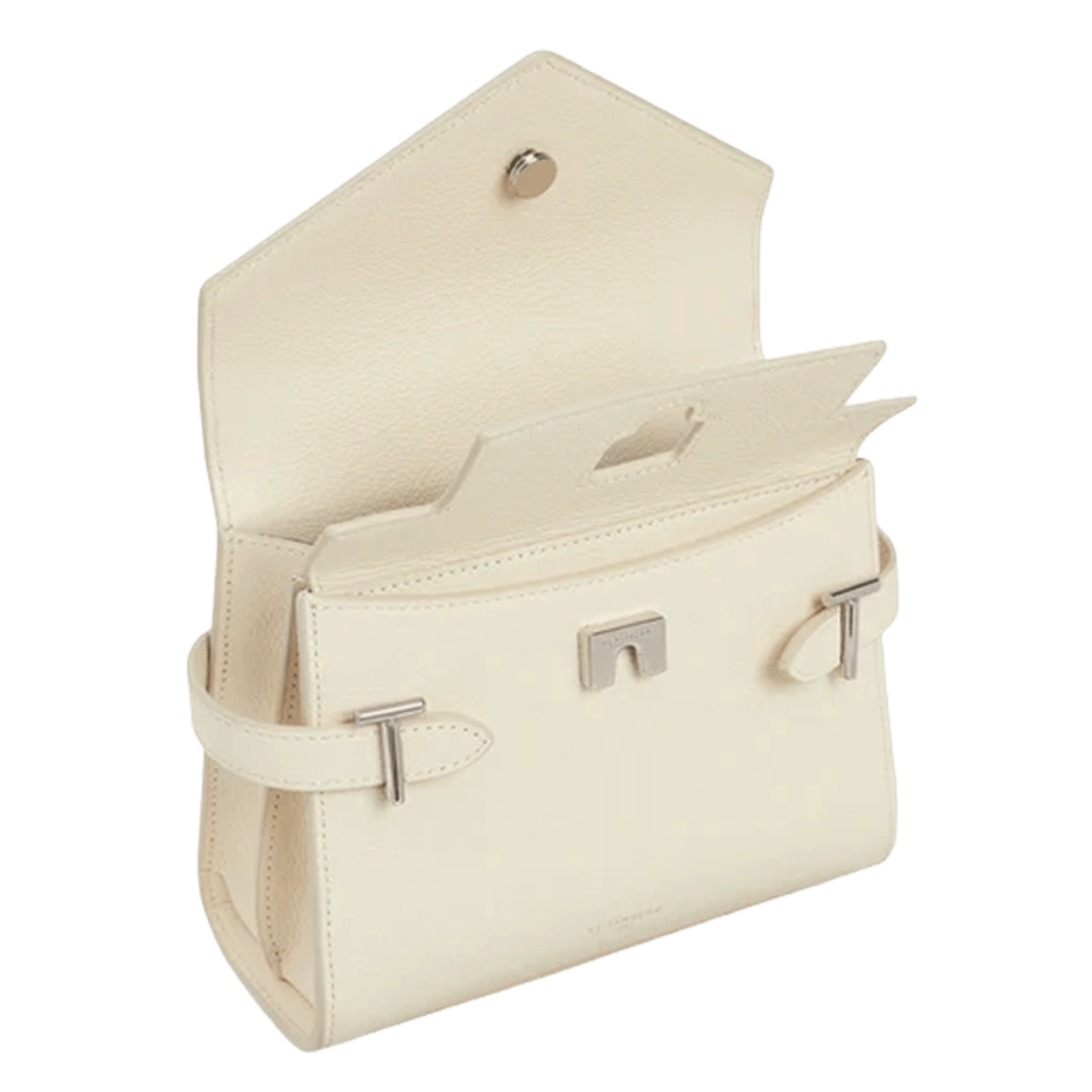 Bowlingtasche aus genarbtem Leder mit Reißverschluss Weiss