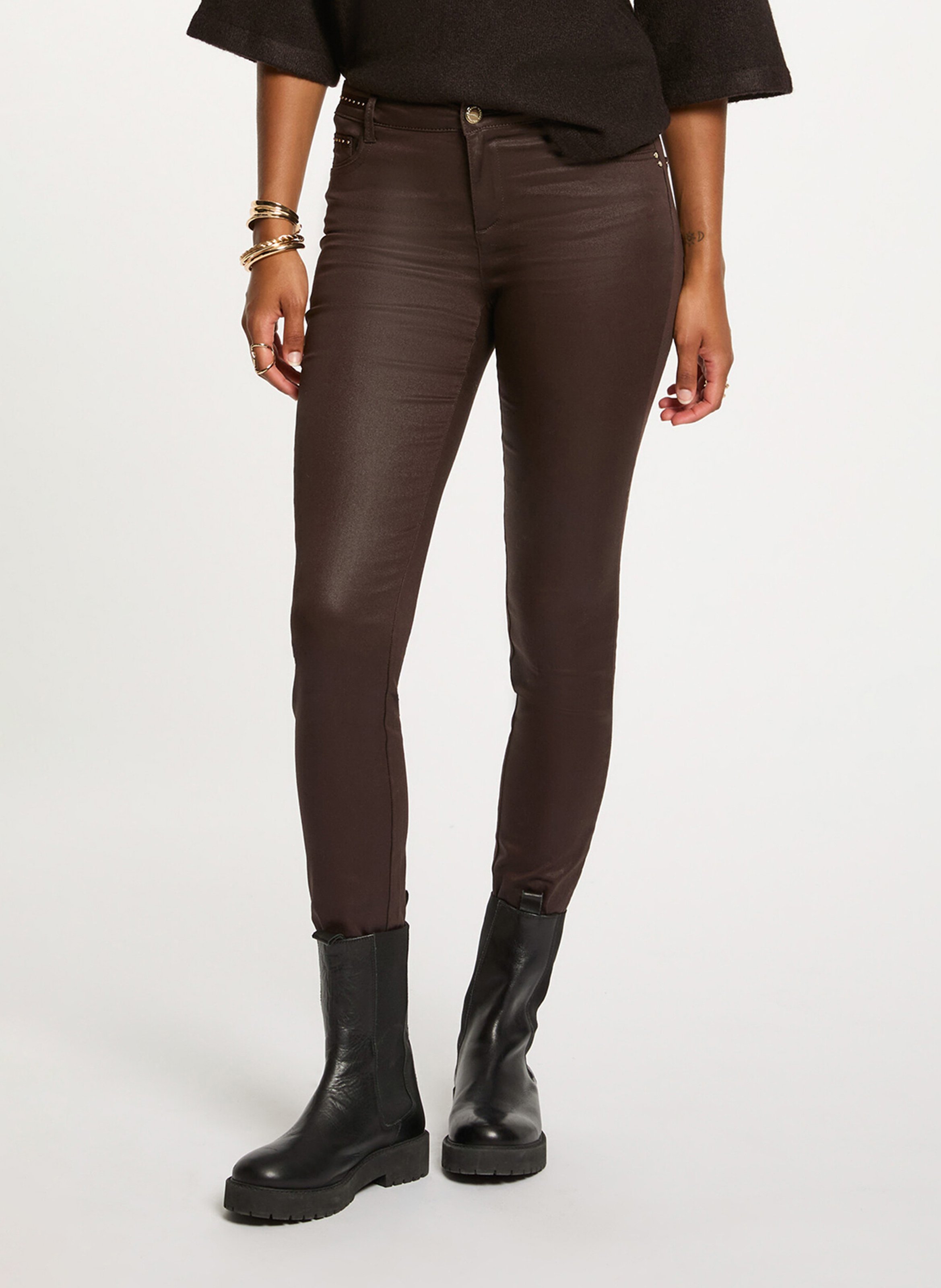 Beschichtete Slimfit-Hose MORGAN Braun