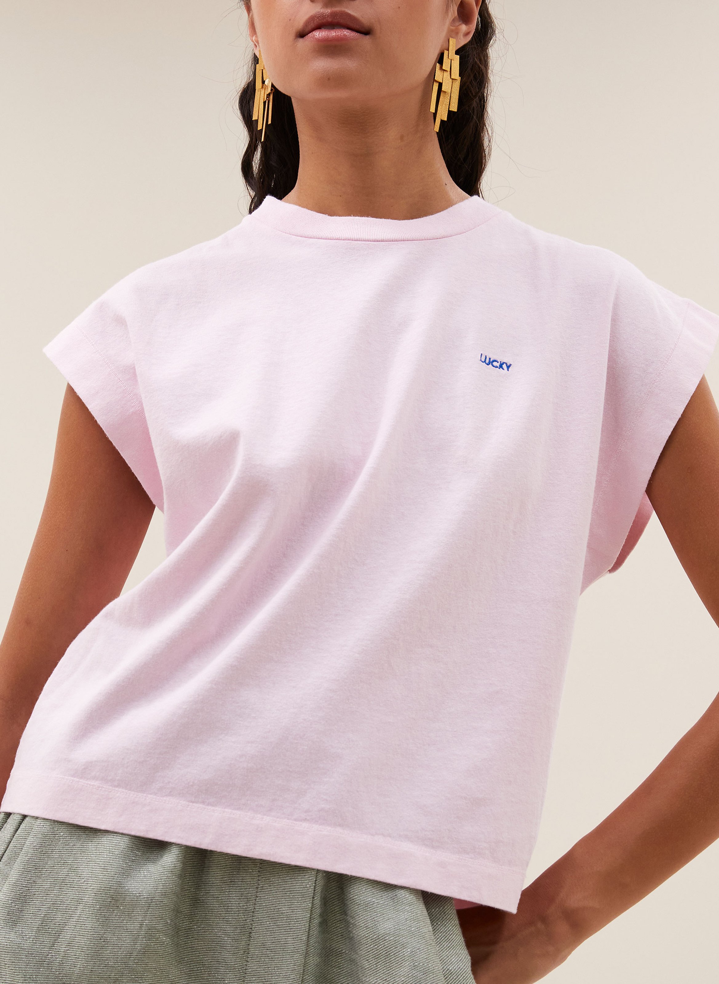 Oversized cotton T-shirt BY BAR Pink