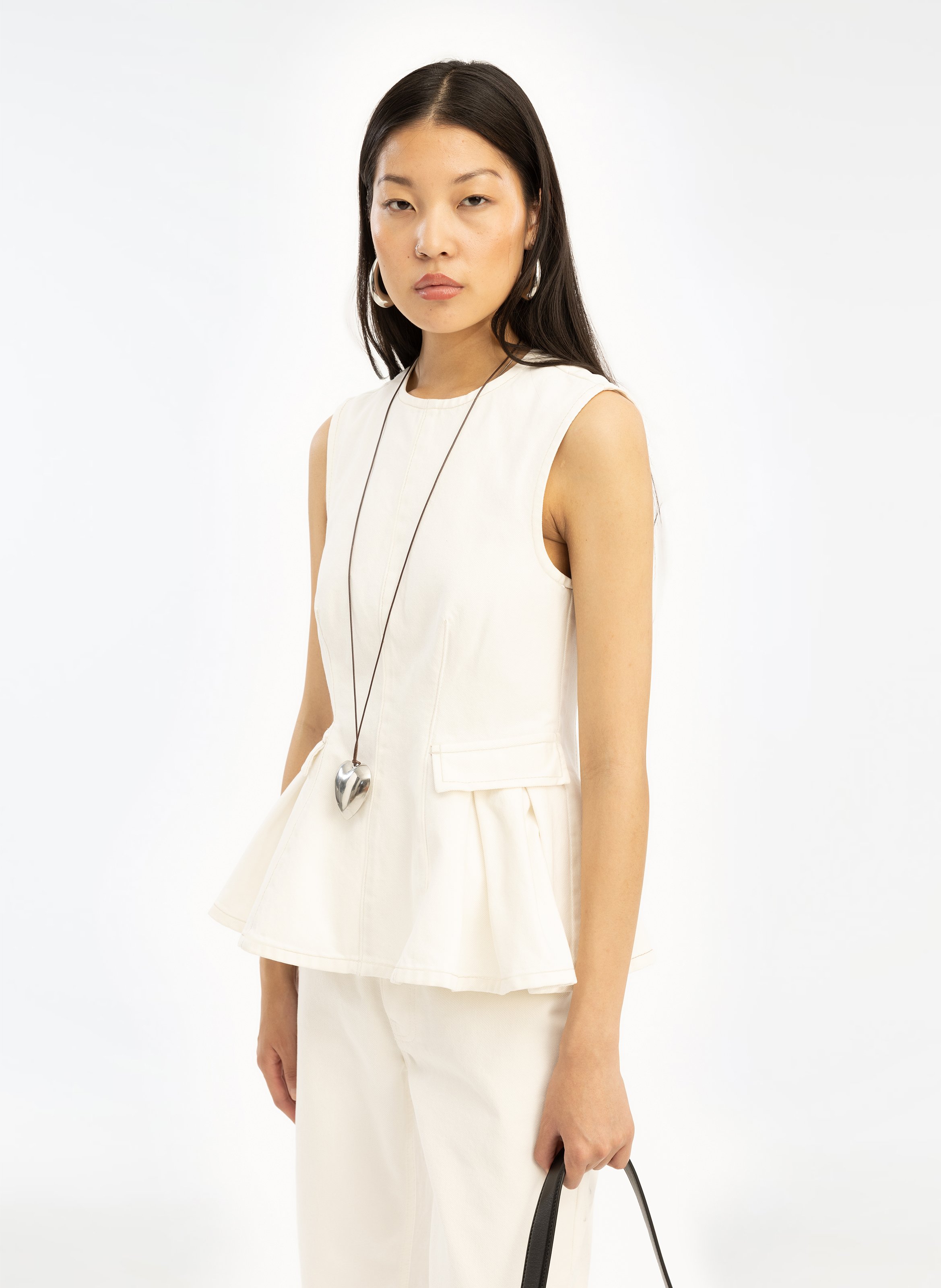 Top sans manches en coton bio ROTATE Blanc