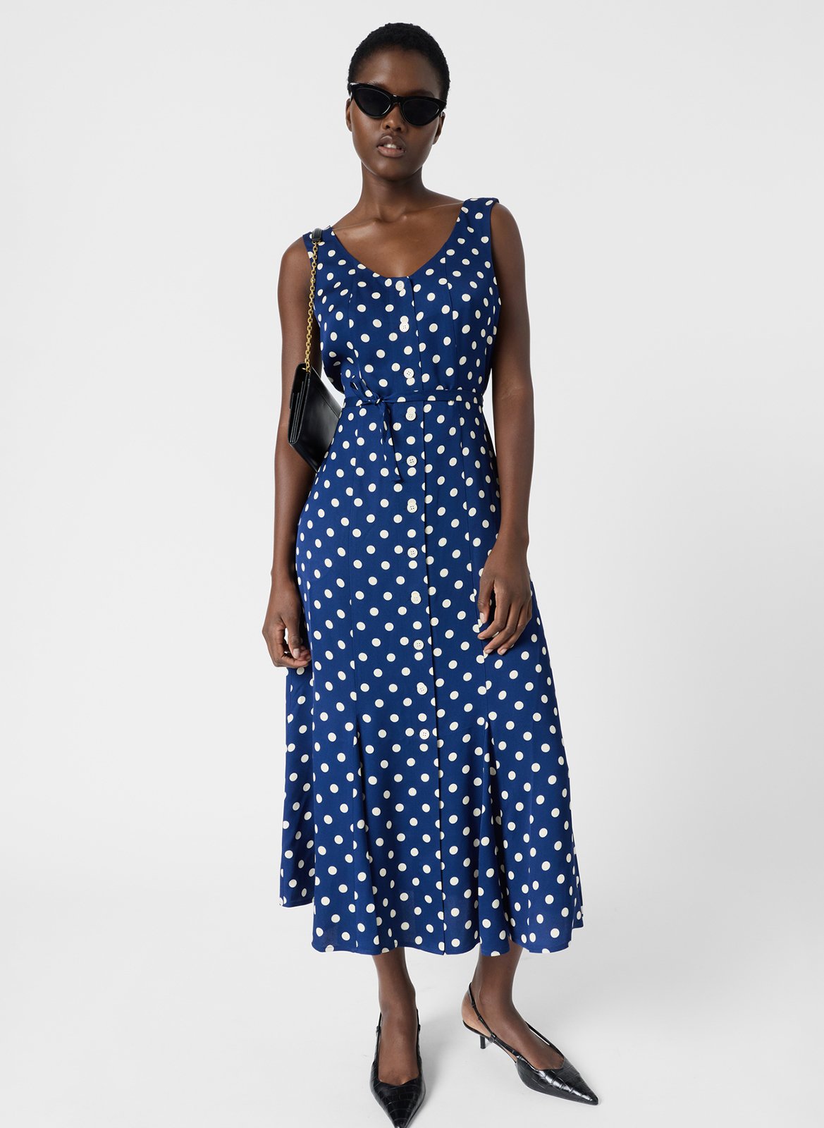 Gepunktetes Midikleid GERARD DAREL Blau