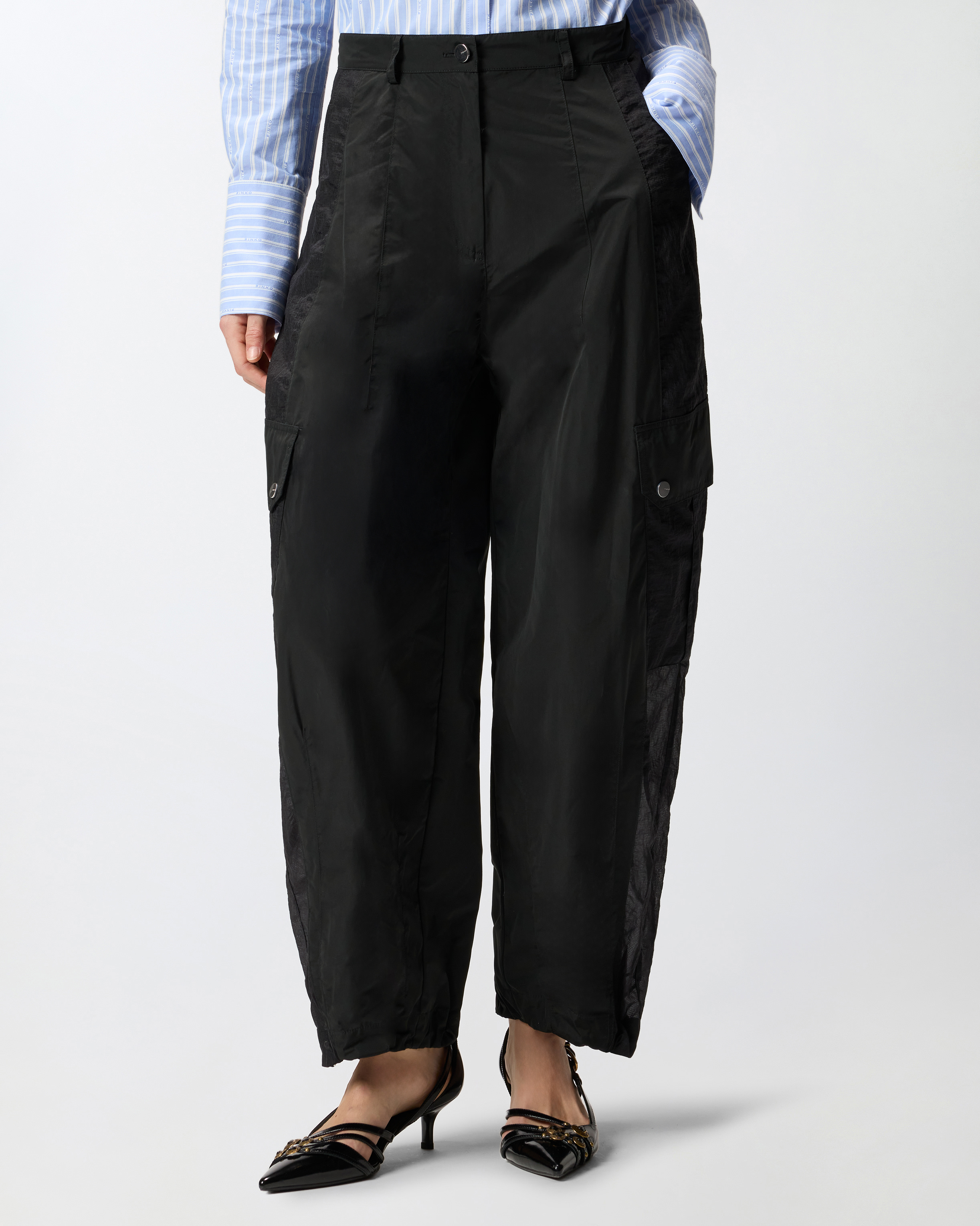 Pantalon workwear avec empiècements transparents PINKO Noir