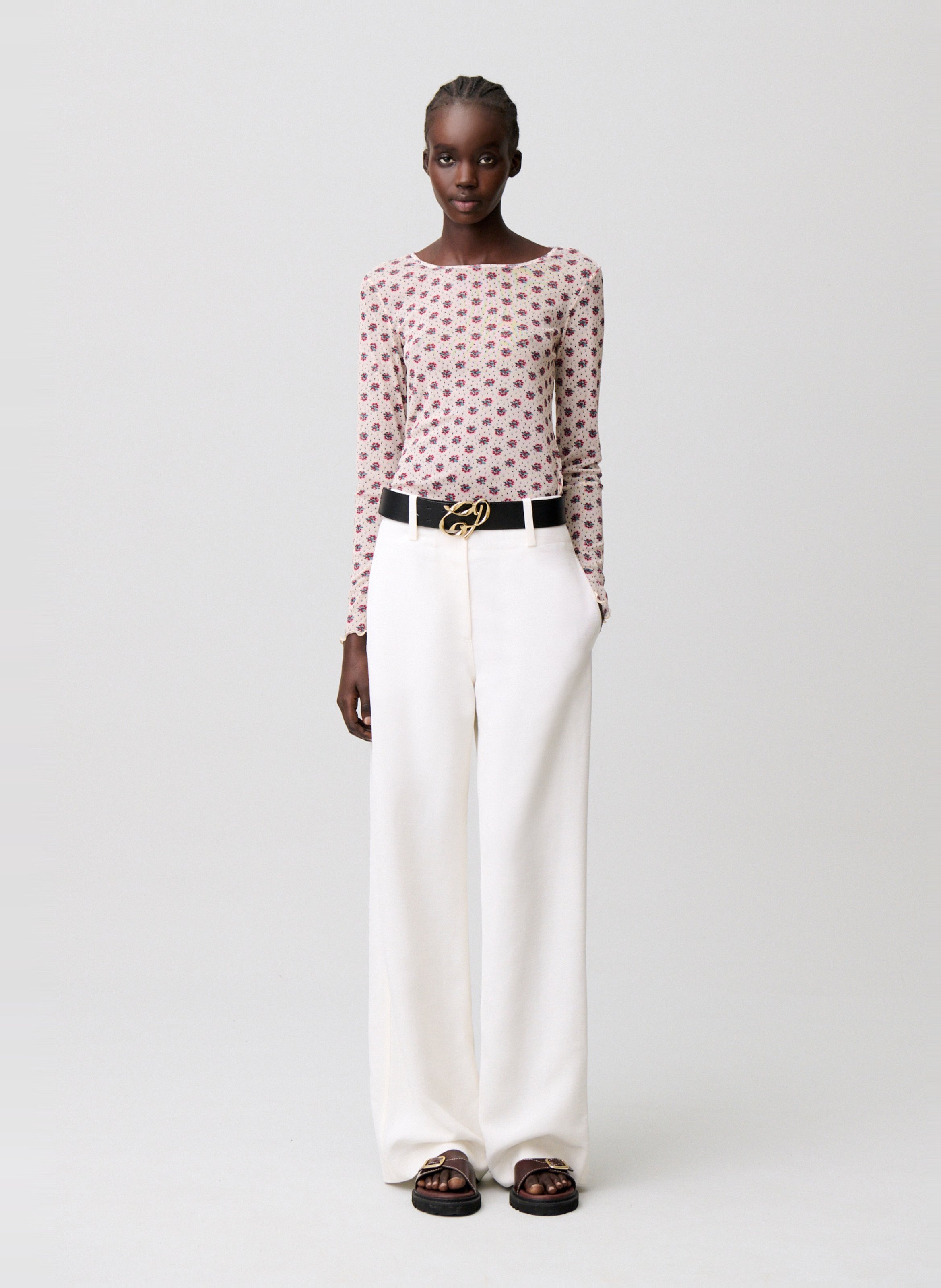 Aansluitend T-shirt van bedrukt mesh. CLAUDIE PIERLOT Veelkleurig