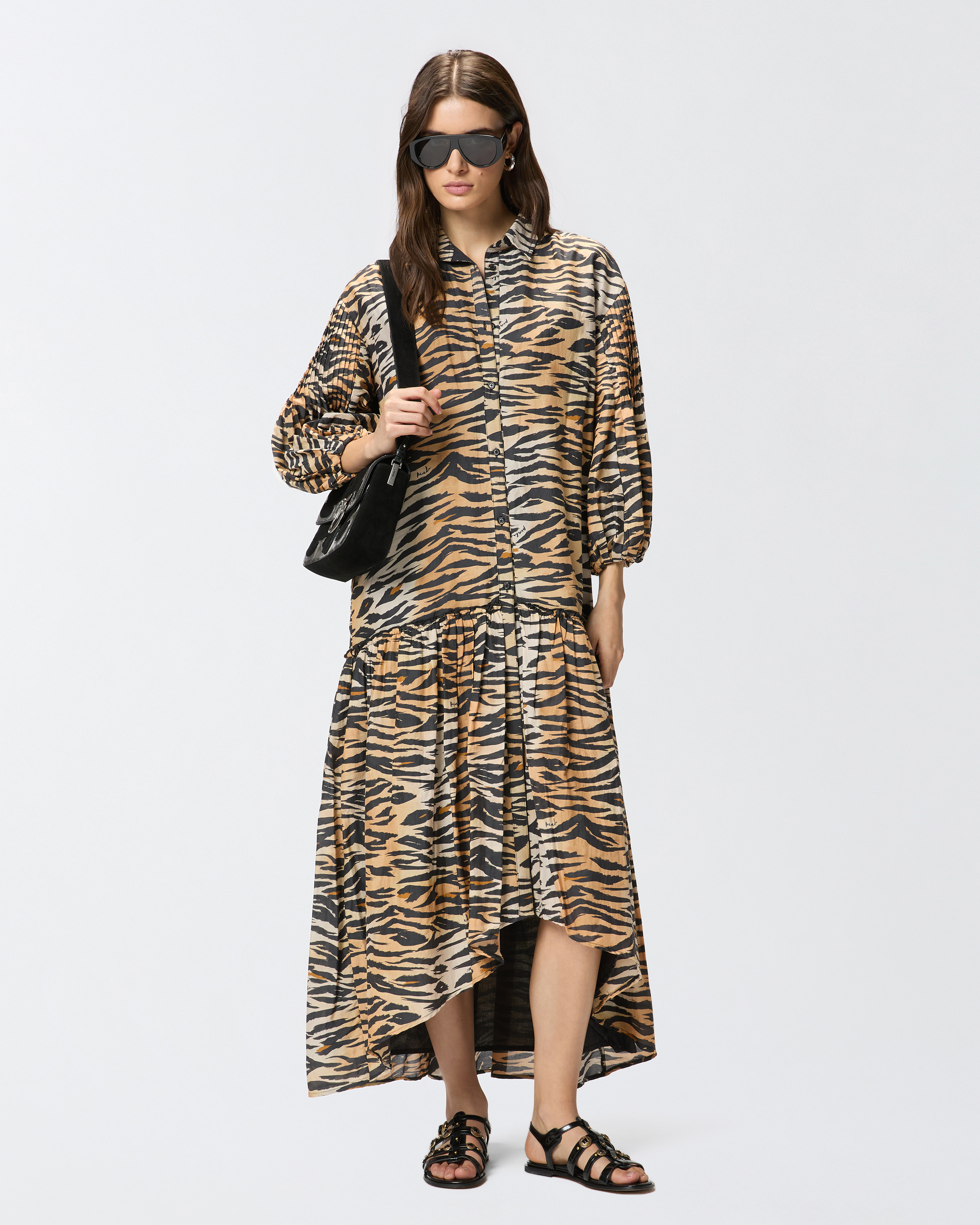 Robe longue à boutons et imprimé animalier PINKO Multicolore