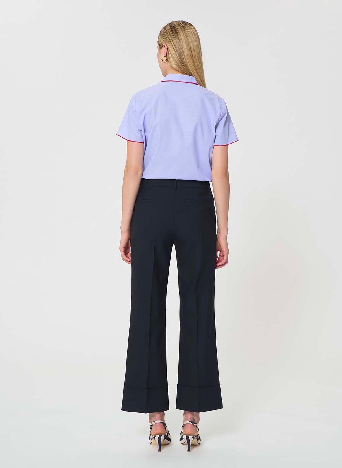 Pantalon tailleur évasée 7/8 ème TARA JARMON Bleu