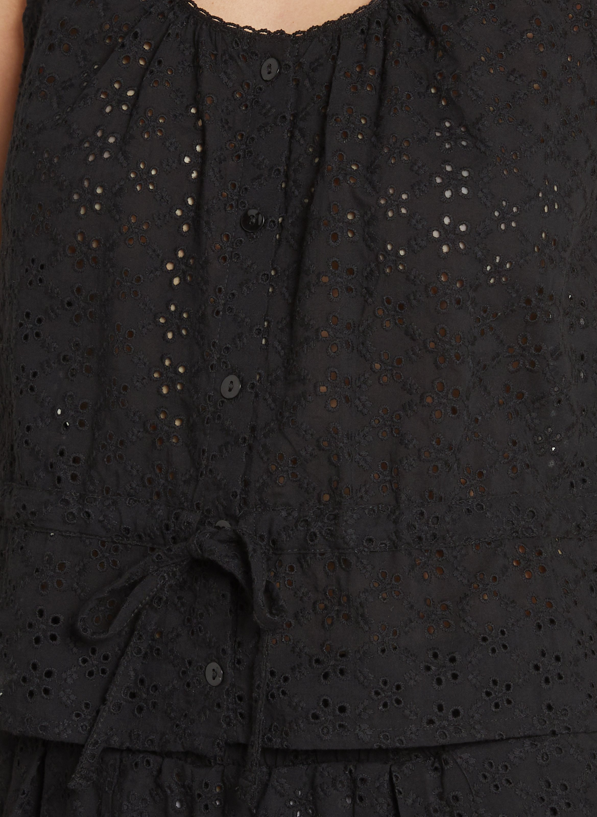 Katoenen blouse met ronde hals LA NOUVELLE Zwart