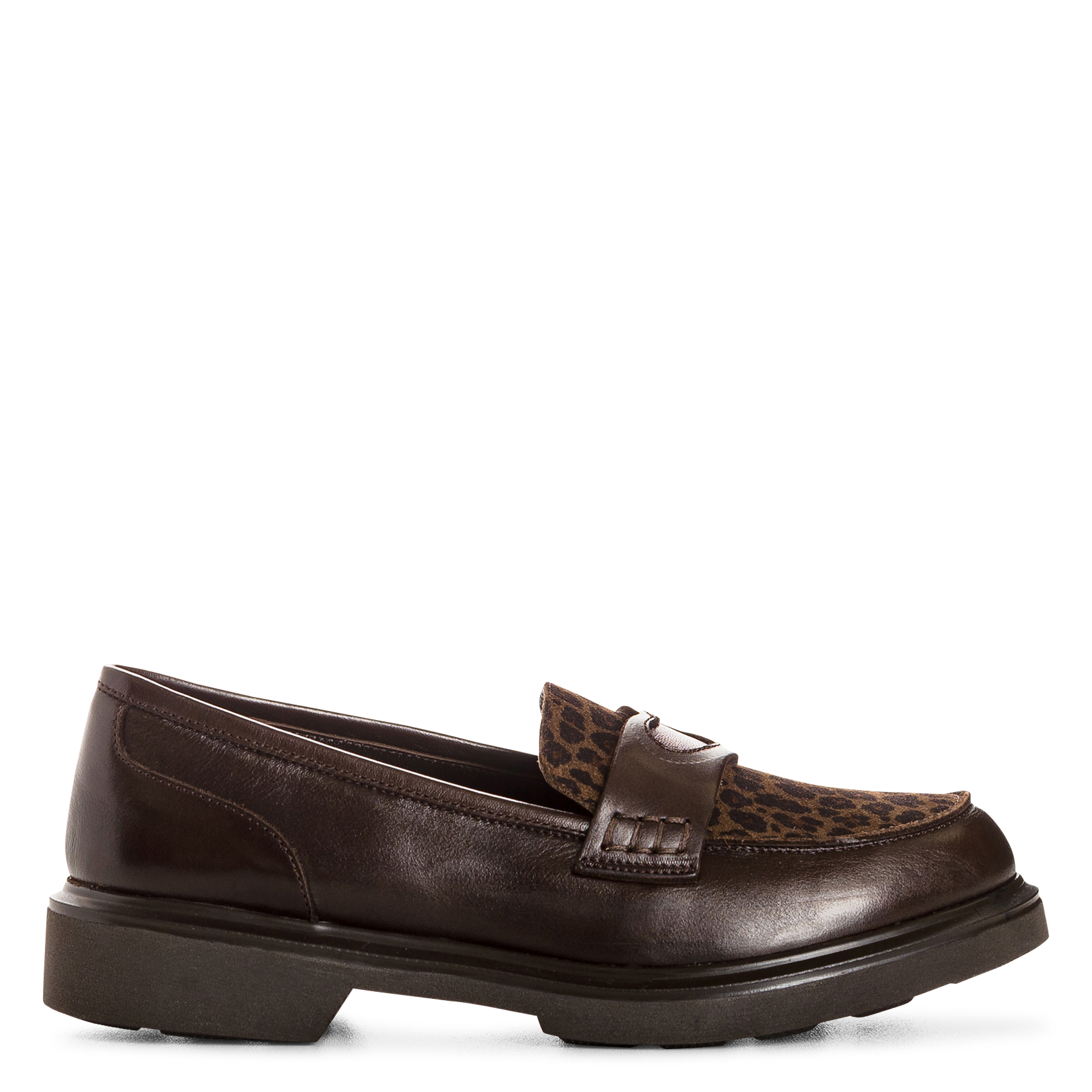 Mocassins met dierenprint in leer REQINS Bruin