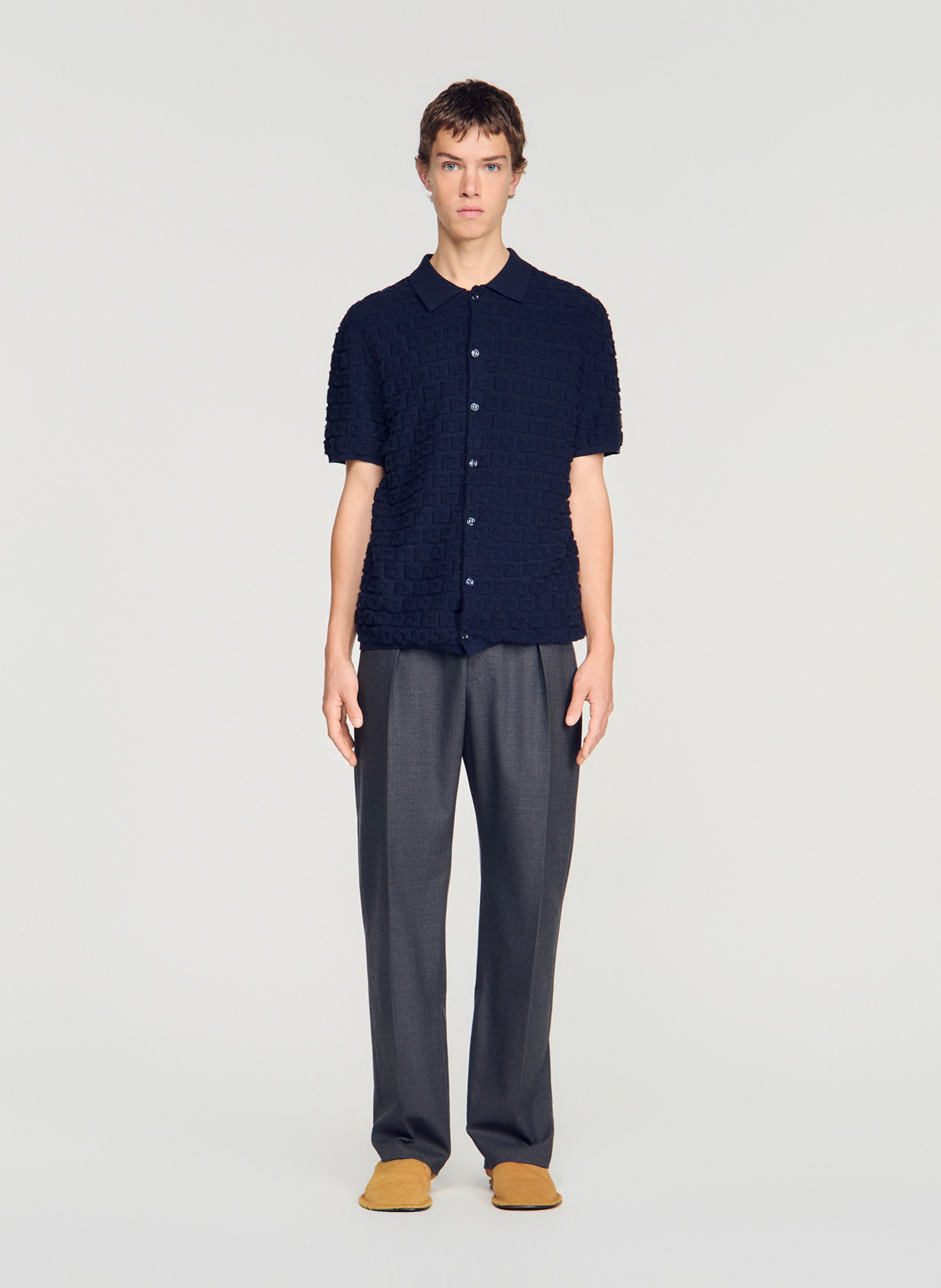 Recht vest met klassieke kraag SANDRO Blauw