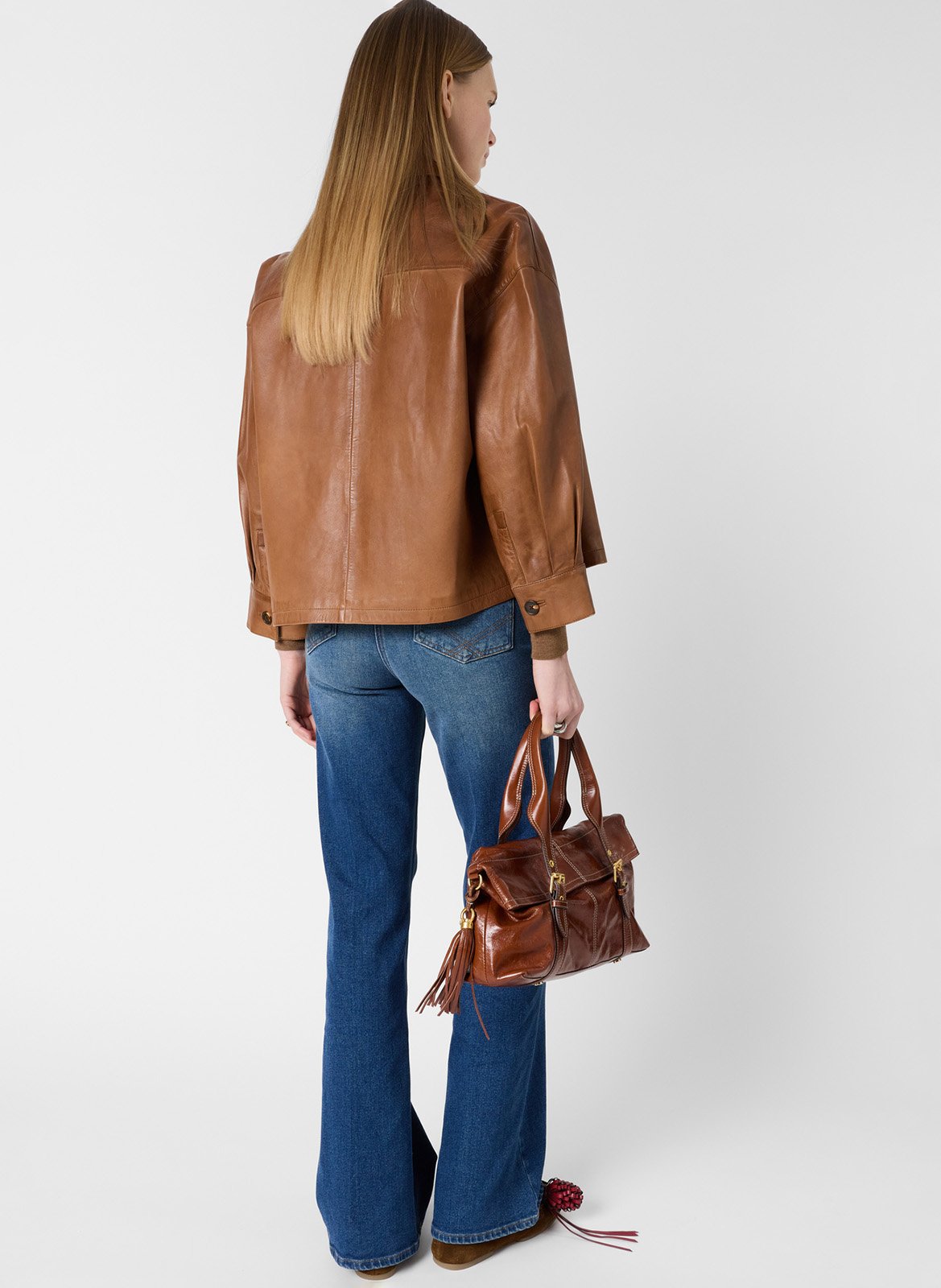 Leather jacket with classic collar GERARD DAREL Brown