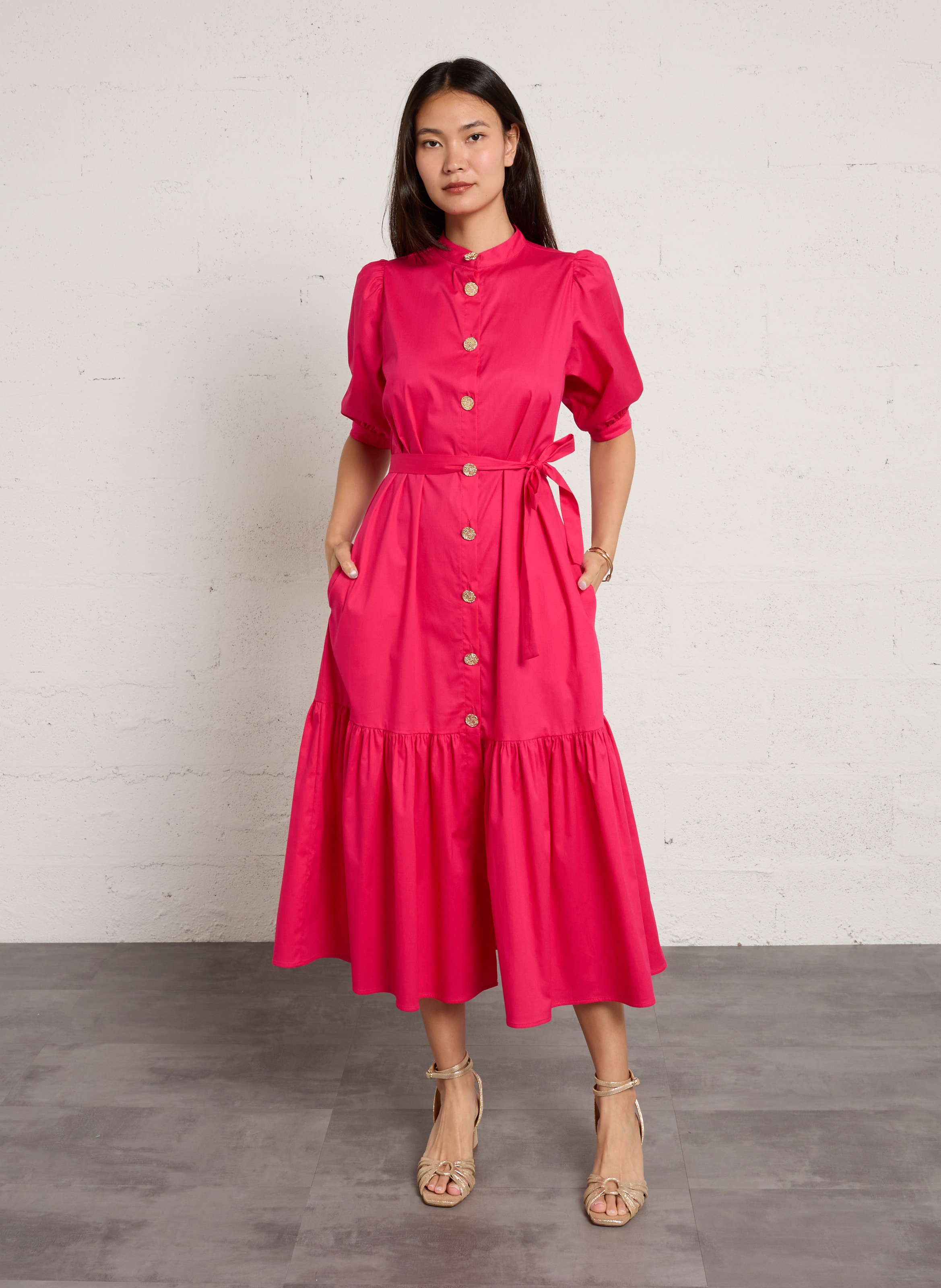 Robe longue à rayures ELISE CHALMIN Rose