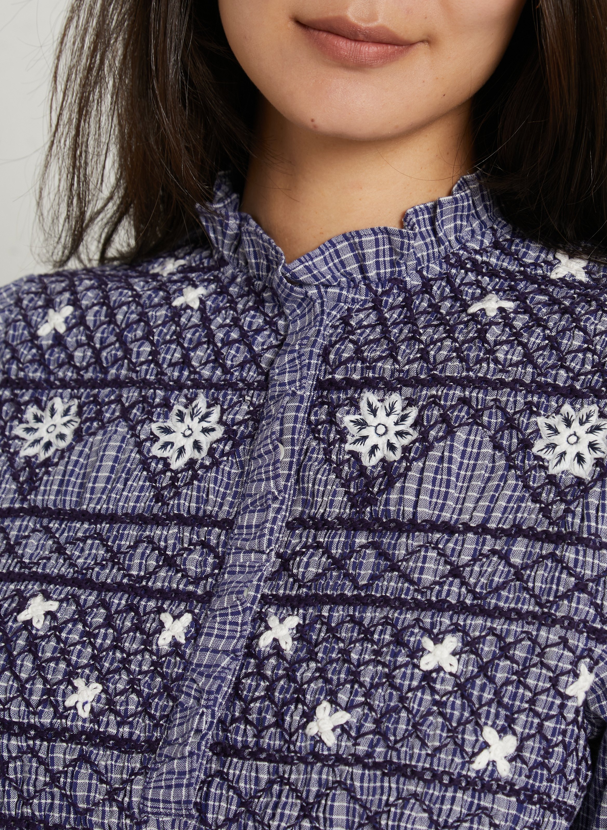 Round-neck organic cotton blouse LOUISE MISHA Blue