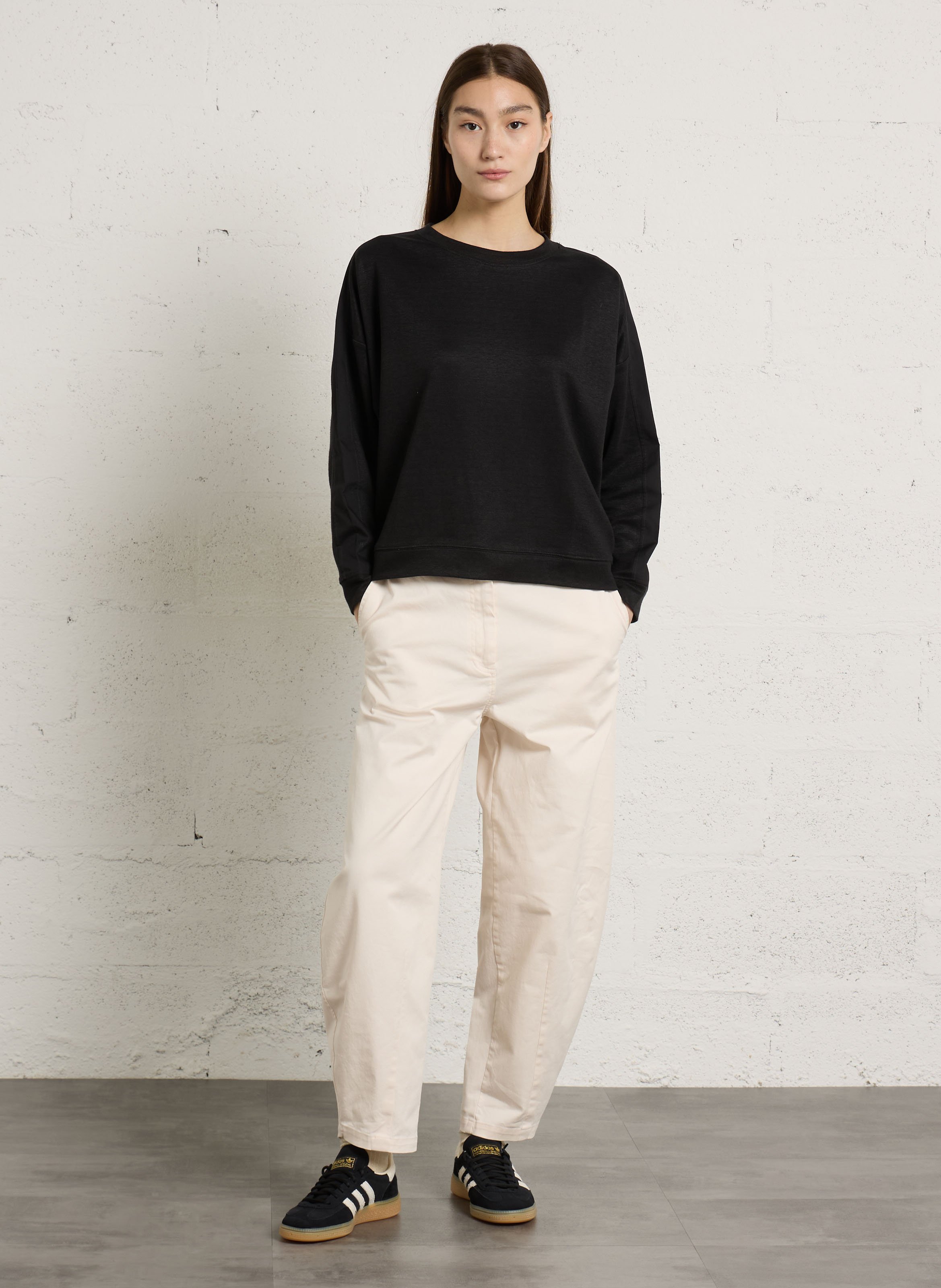 Pantalón de algodón mezclado recto RUE DE TOKYO Beige