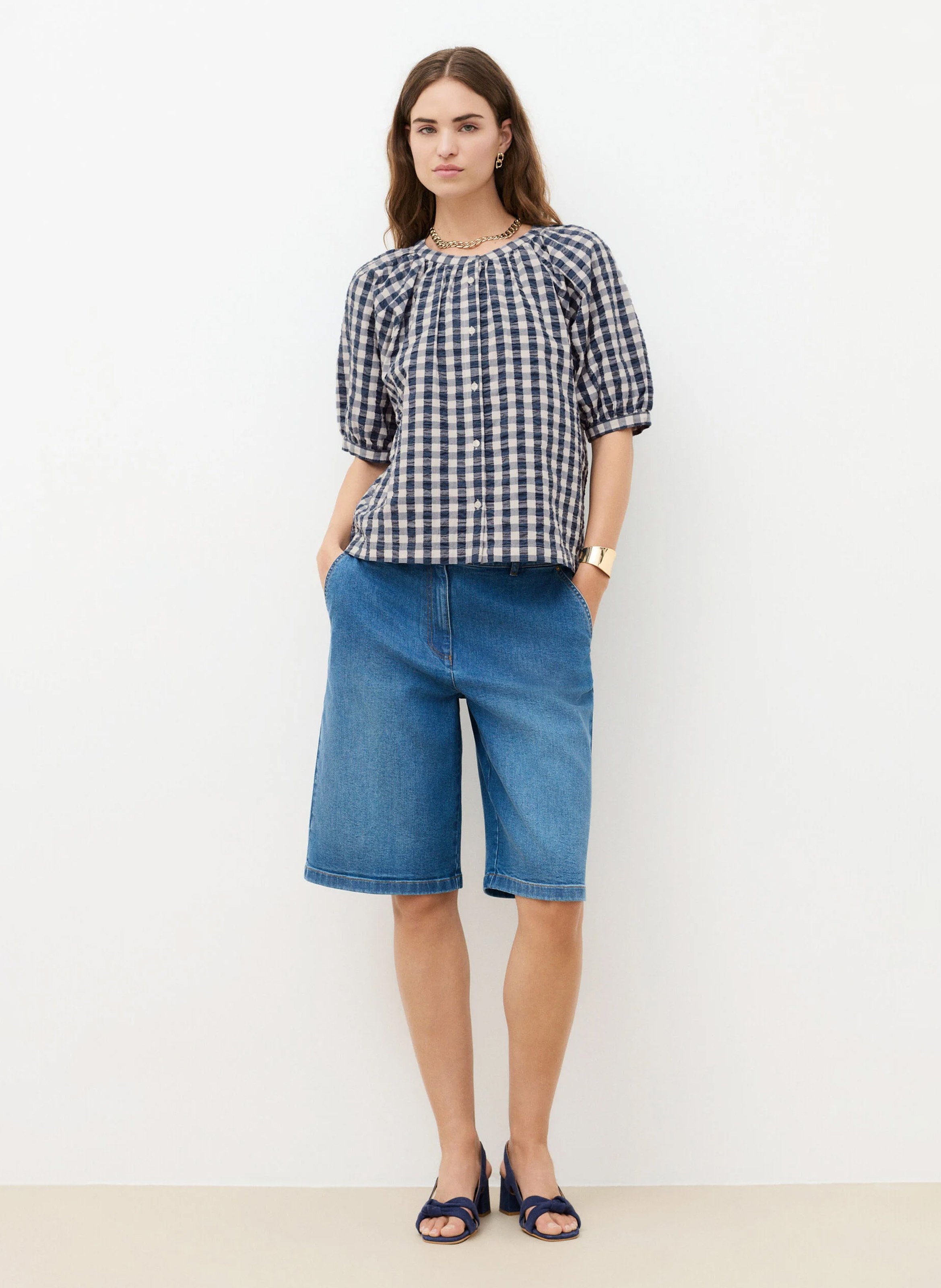 Chemisier à carreaux | Bleu CAROLL Femme
