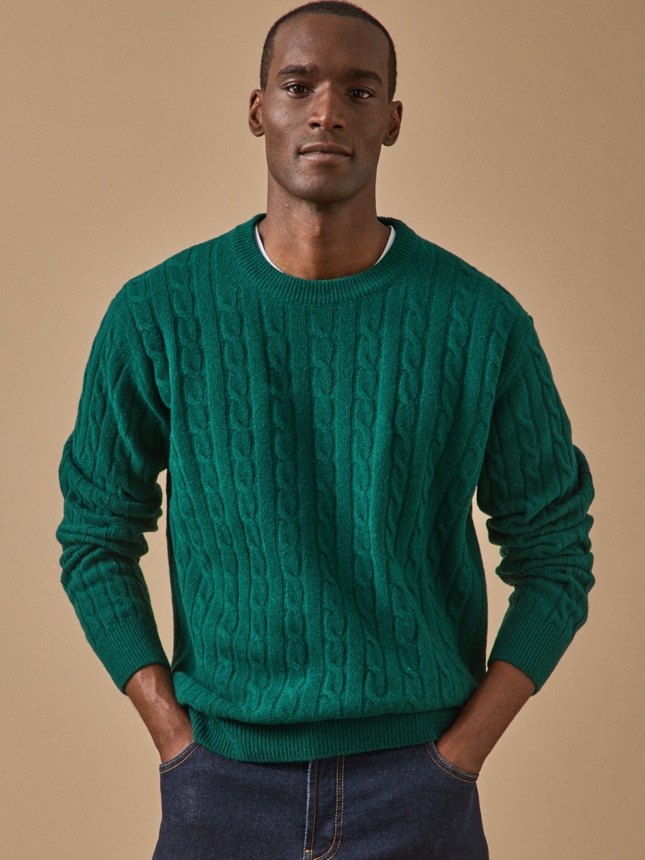 Pull torsades  en laine CYRILLUS Vert