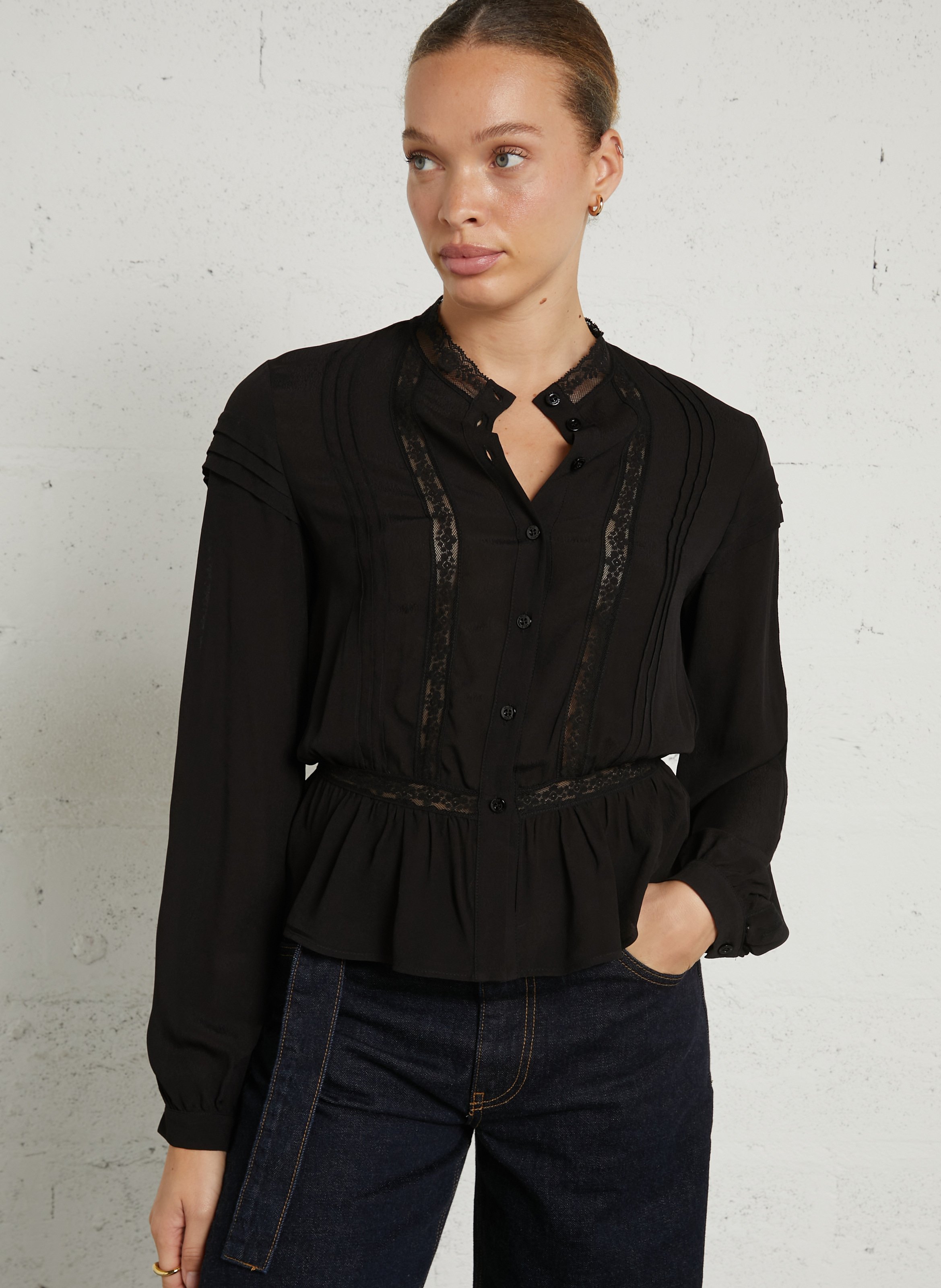 Lace shirt with mandarin collar LIU JO Black