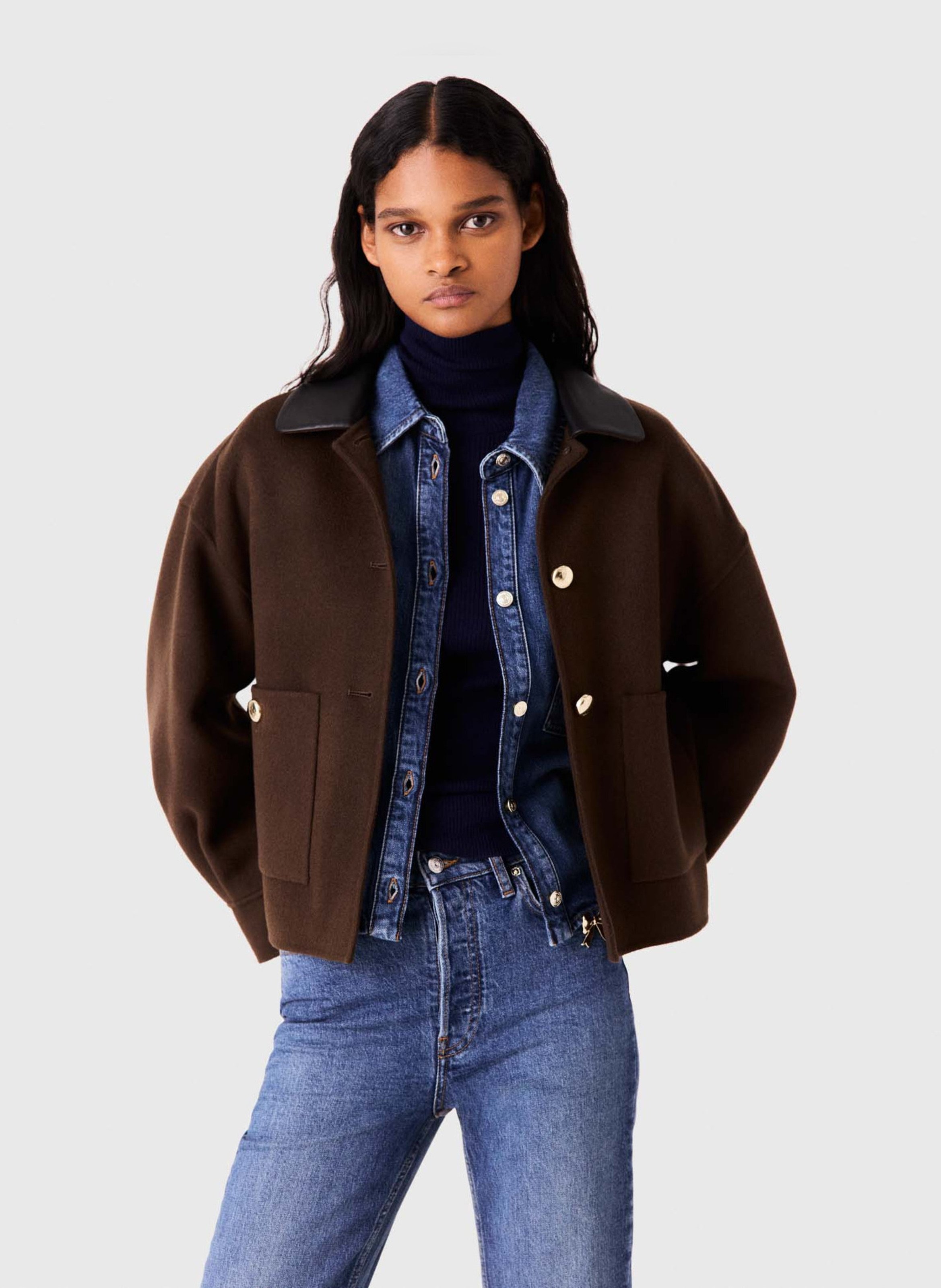 Veste oversize en laine mélangée MAJE Marron