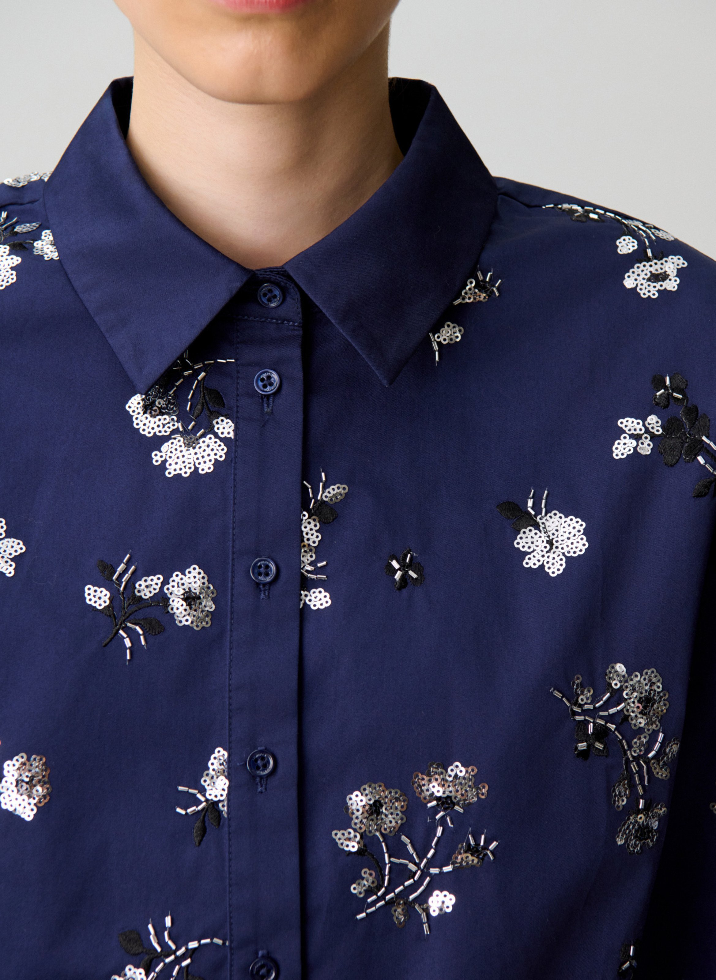 Chemise courte à motifs en coton CLAUDIE PIERLOT Bleu