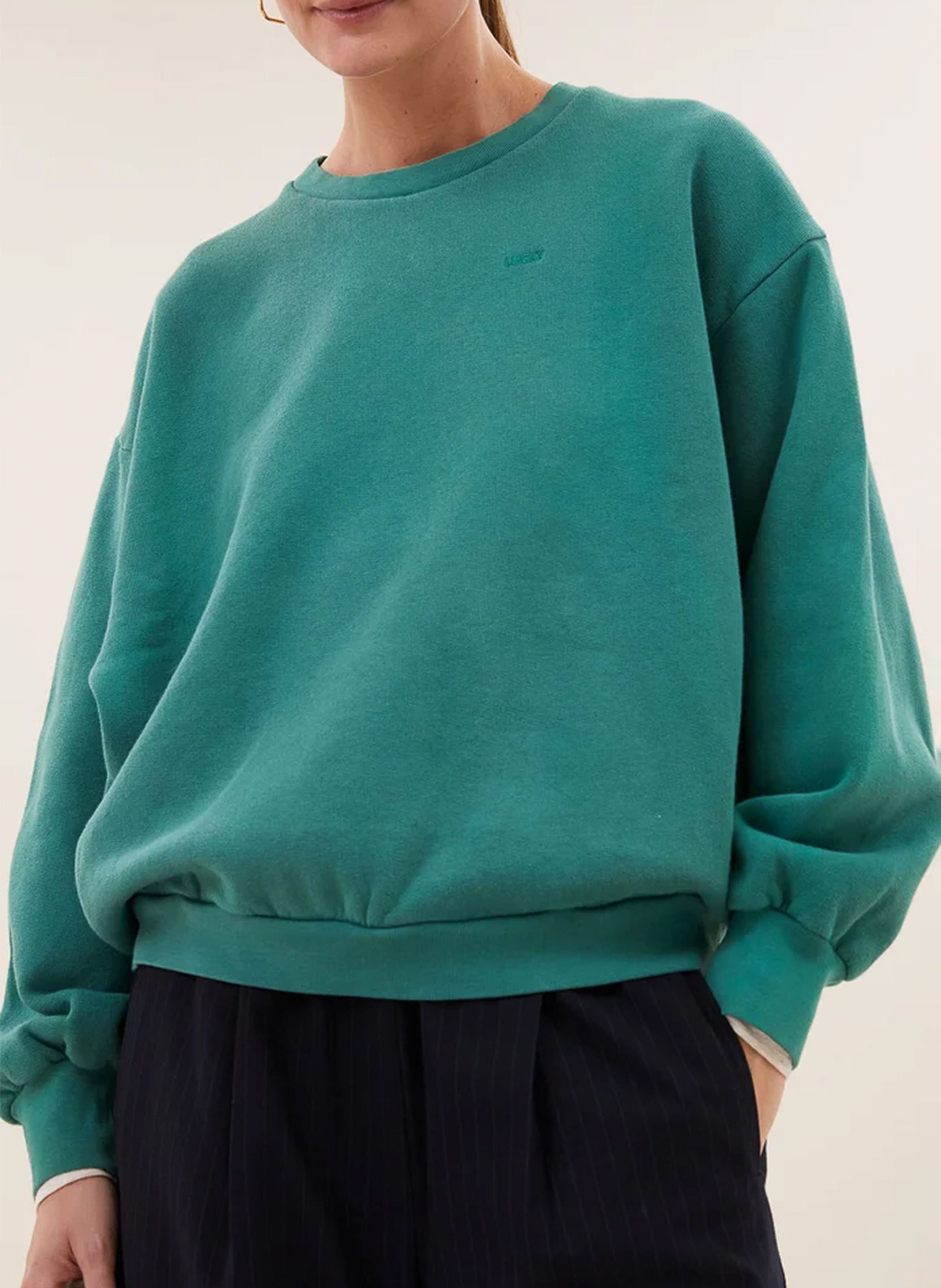 Sweat ample col rond uni BY BAR Vert