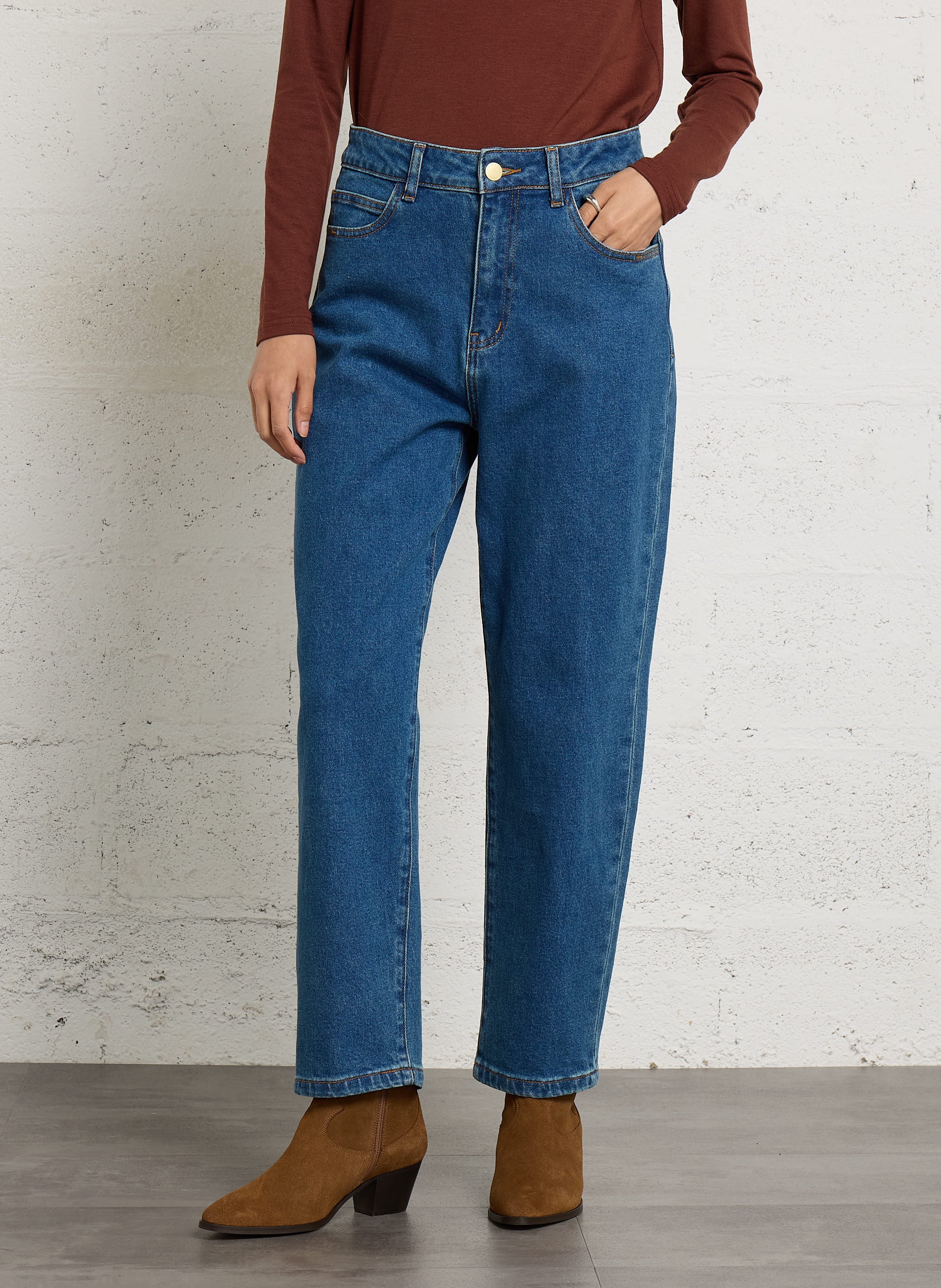 Mom jeans van katoenmix LA PETITE ETOILE Blauw