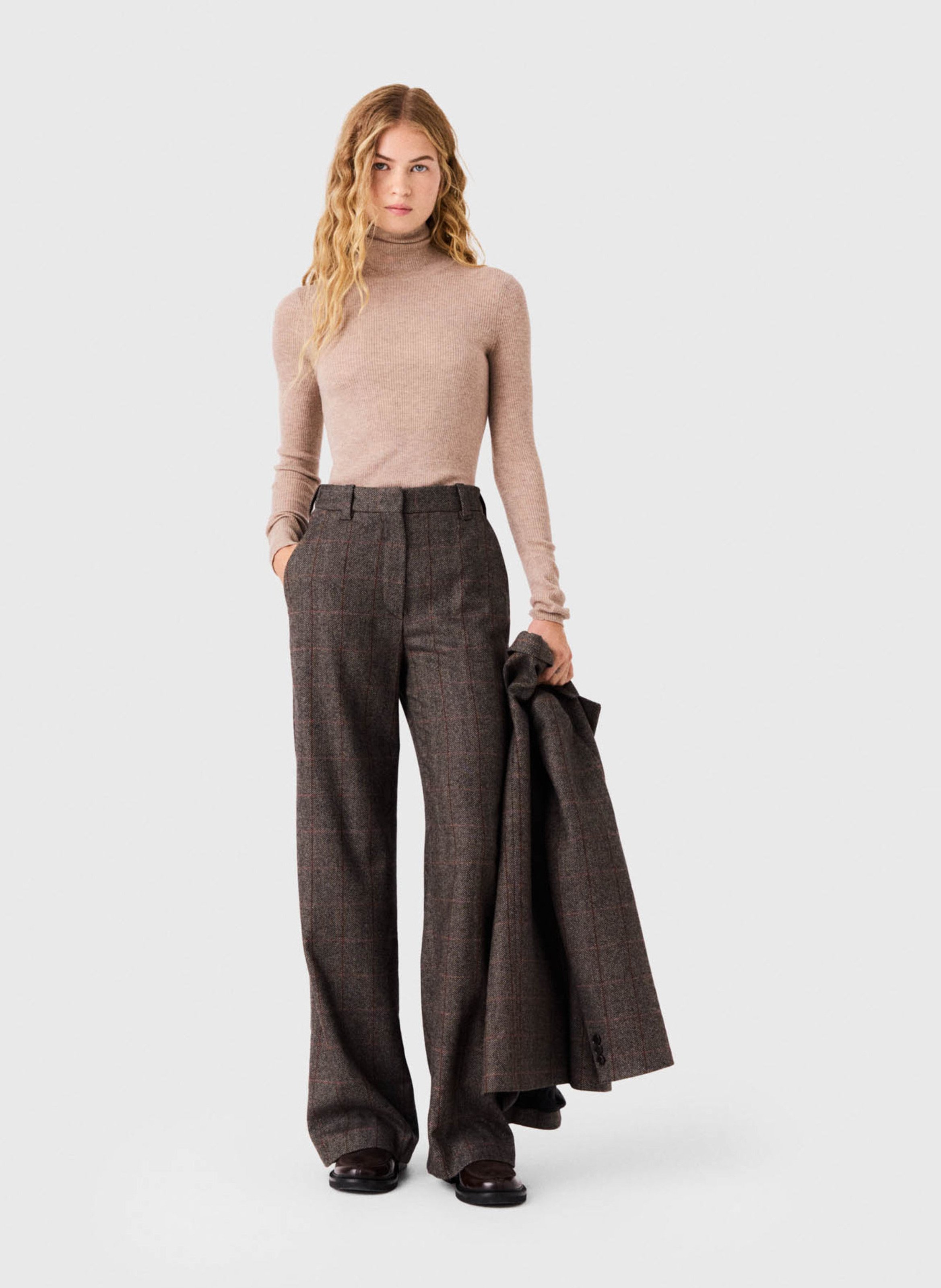 Wide-leg wool-blend pants MAJE Brown