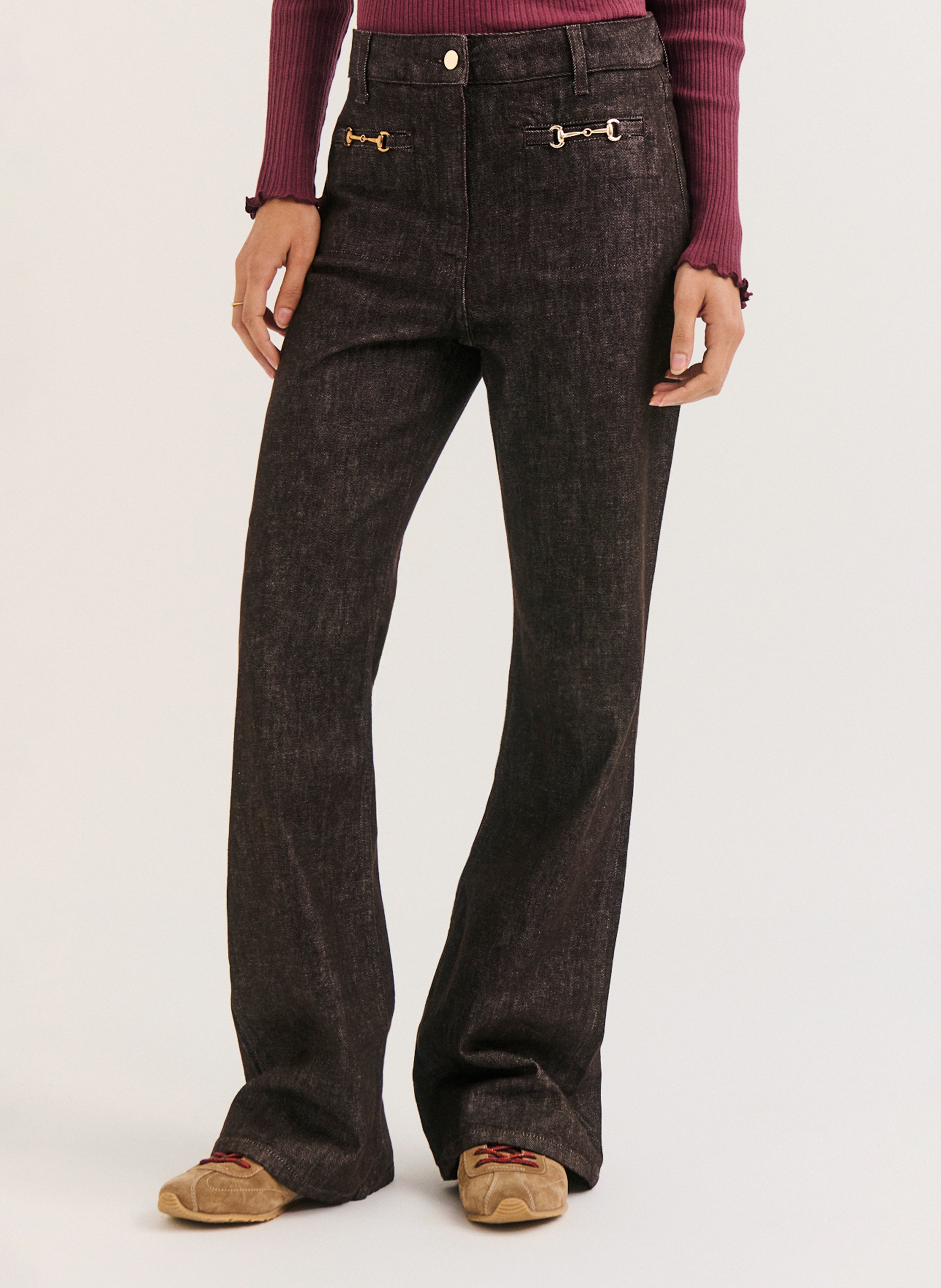 Jean bootcut en coton biologique mélangé PABLO Marron