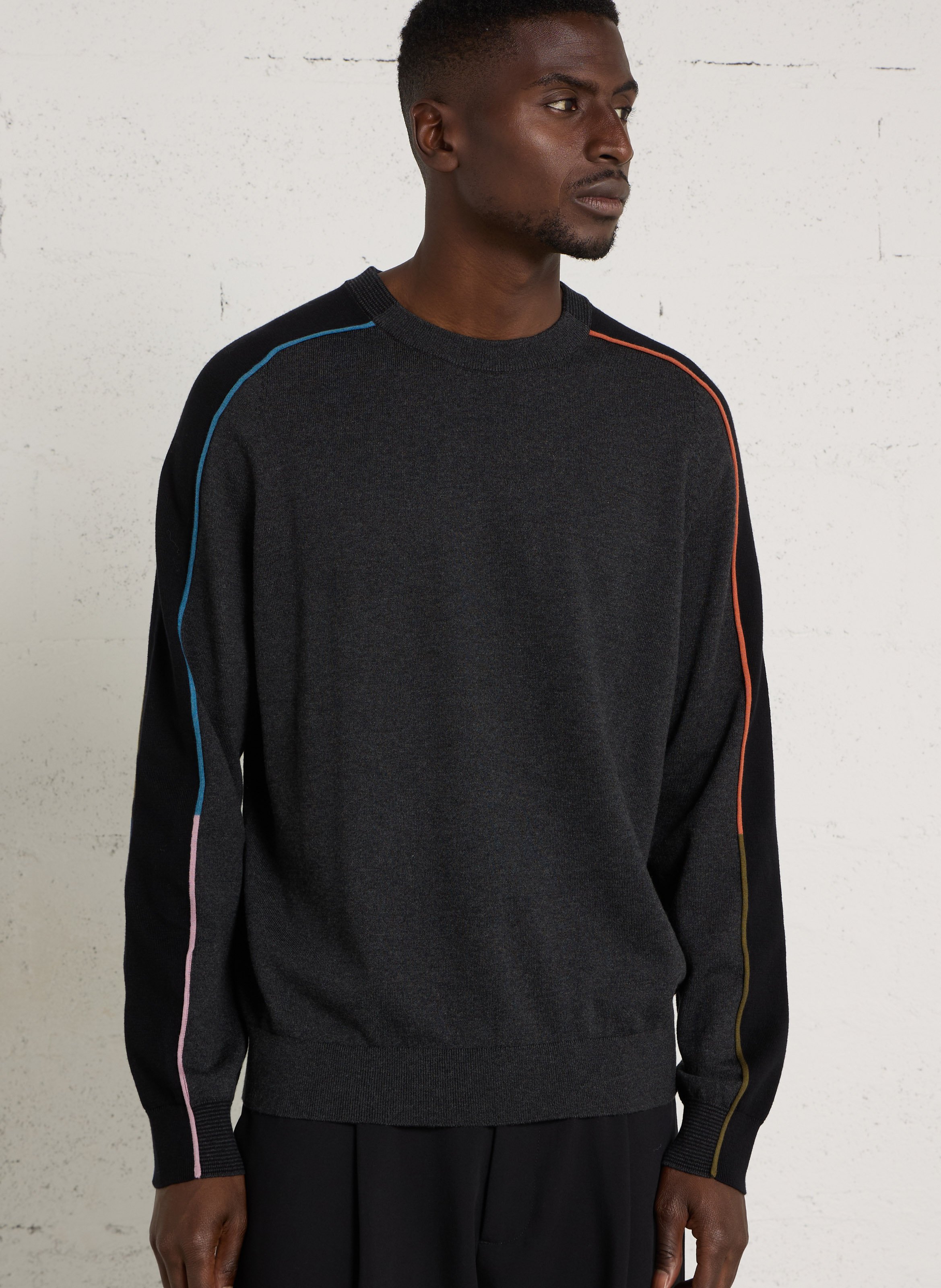 Pull fin col rond en coton et laine PAUL SMITH Noir