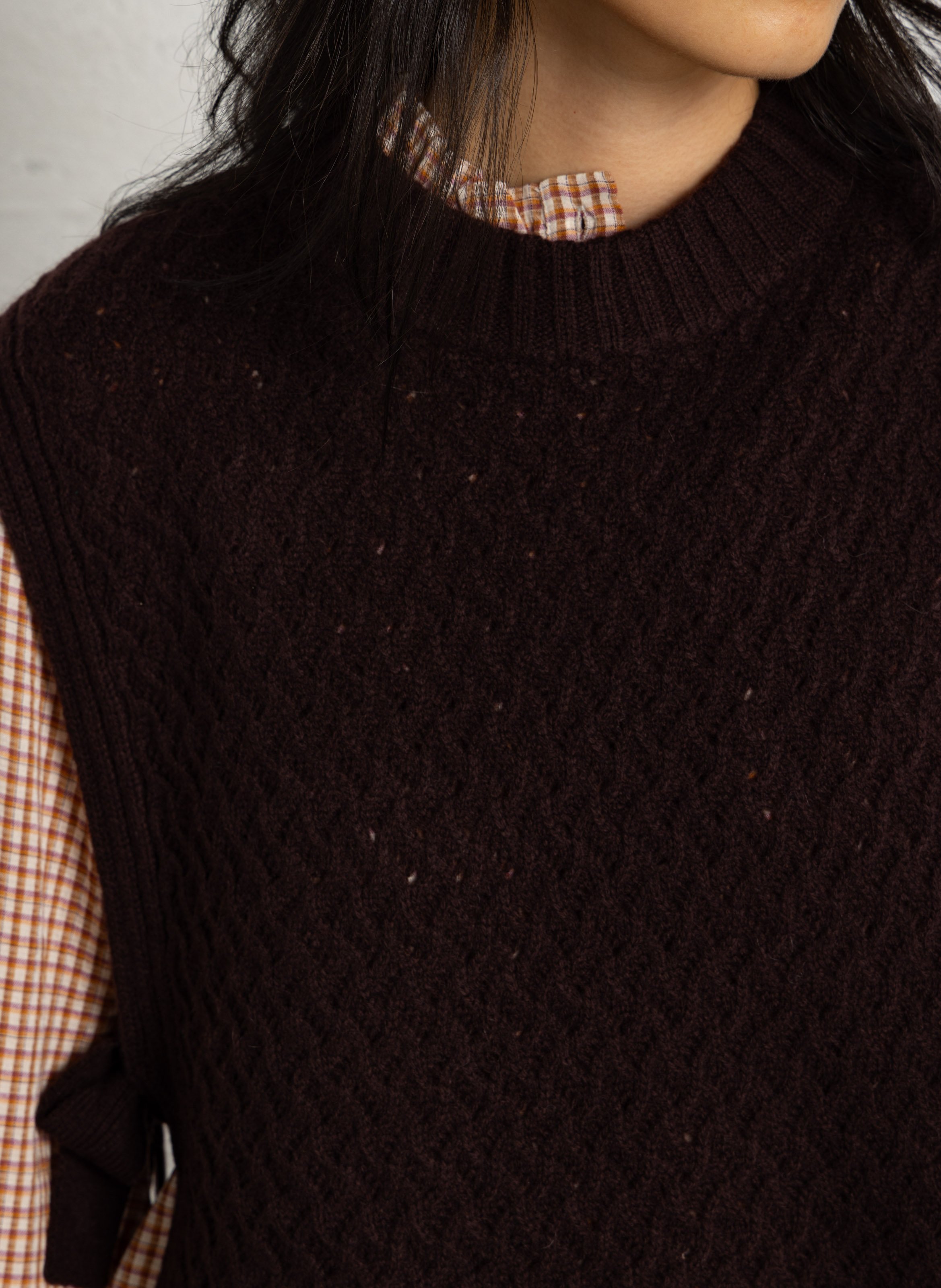 Pull sans manches uni en laine PETITE MENDIGOTE Marron