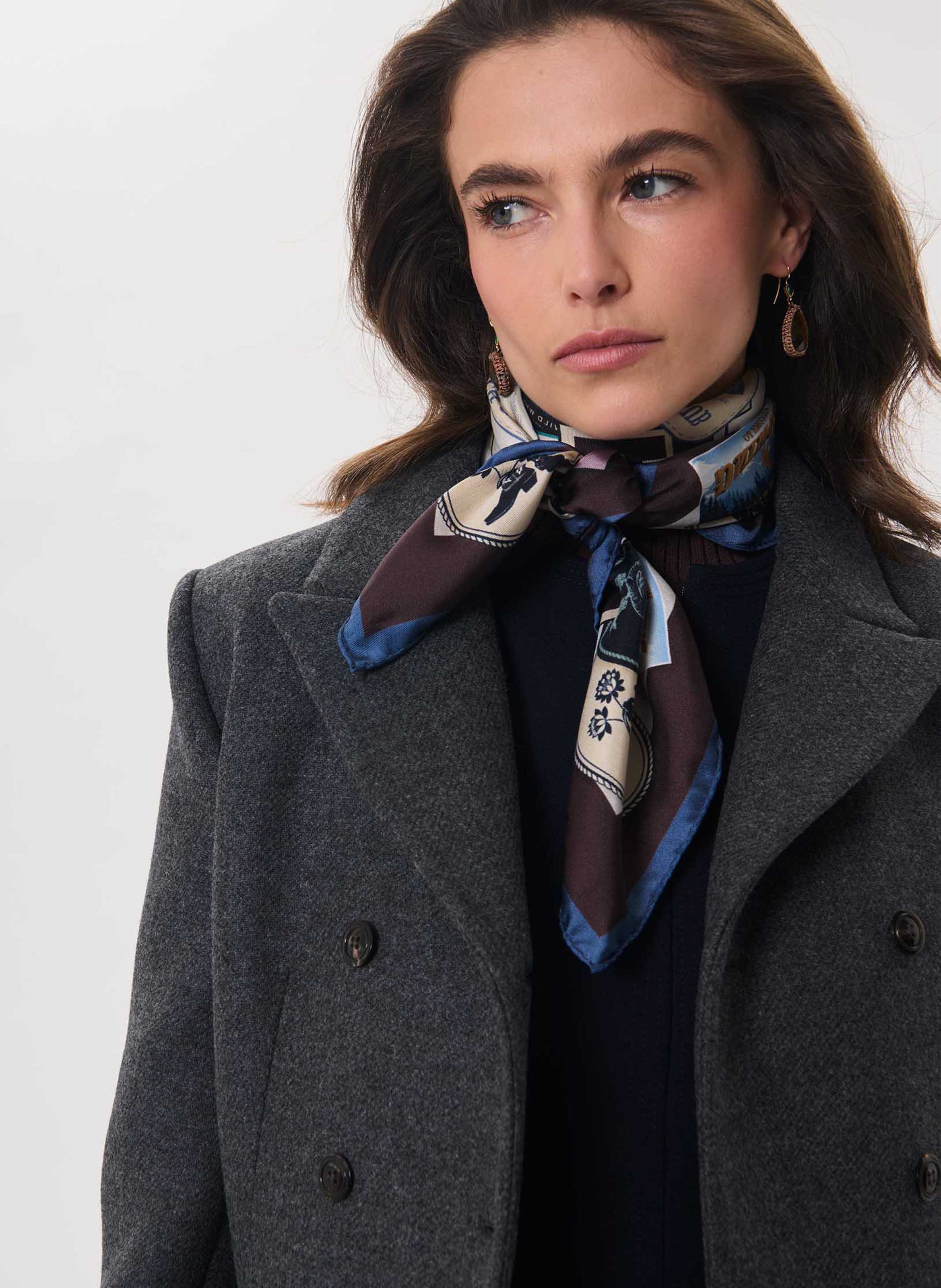 Manteau long boutonné en laine mélangée TARA JARMON Gris