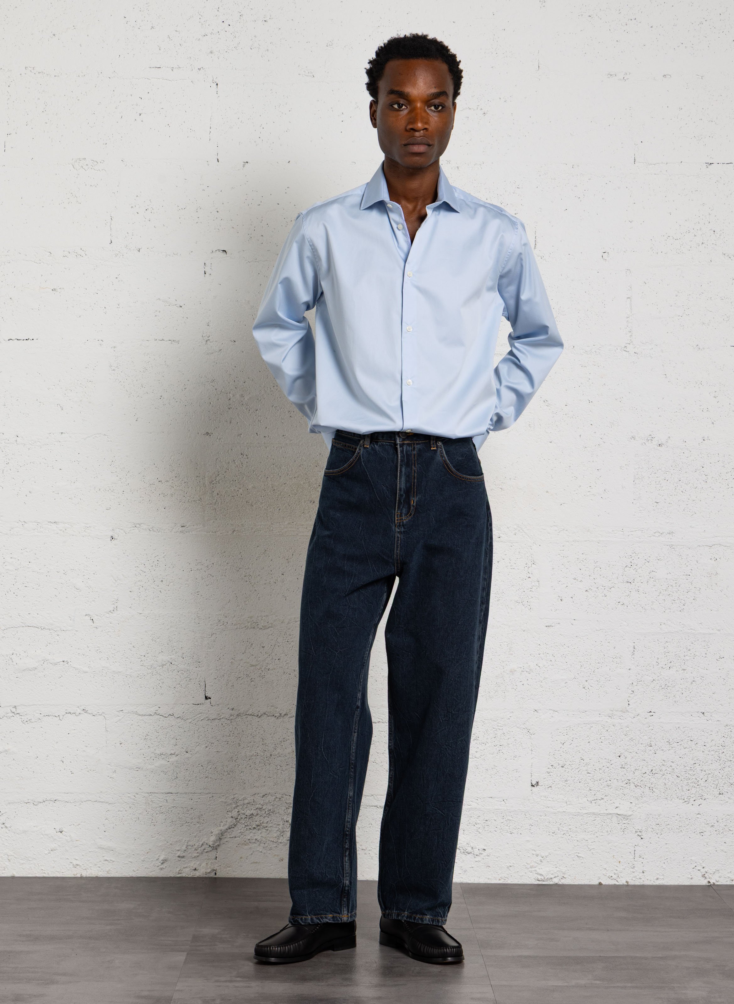 Chemise col classique en coton AU PRINTEMPS PARIS Bleu