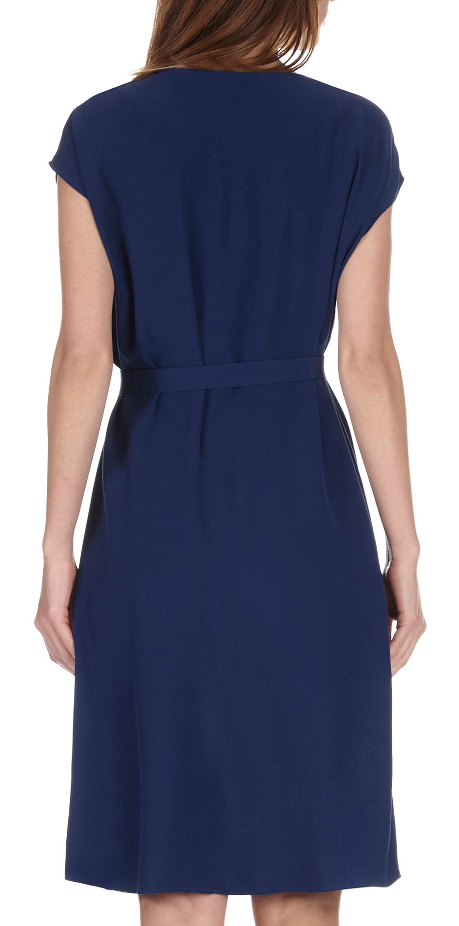 Robe midi ceinturée en crêpe ATTIC AND BARN Bleu