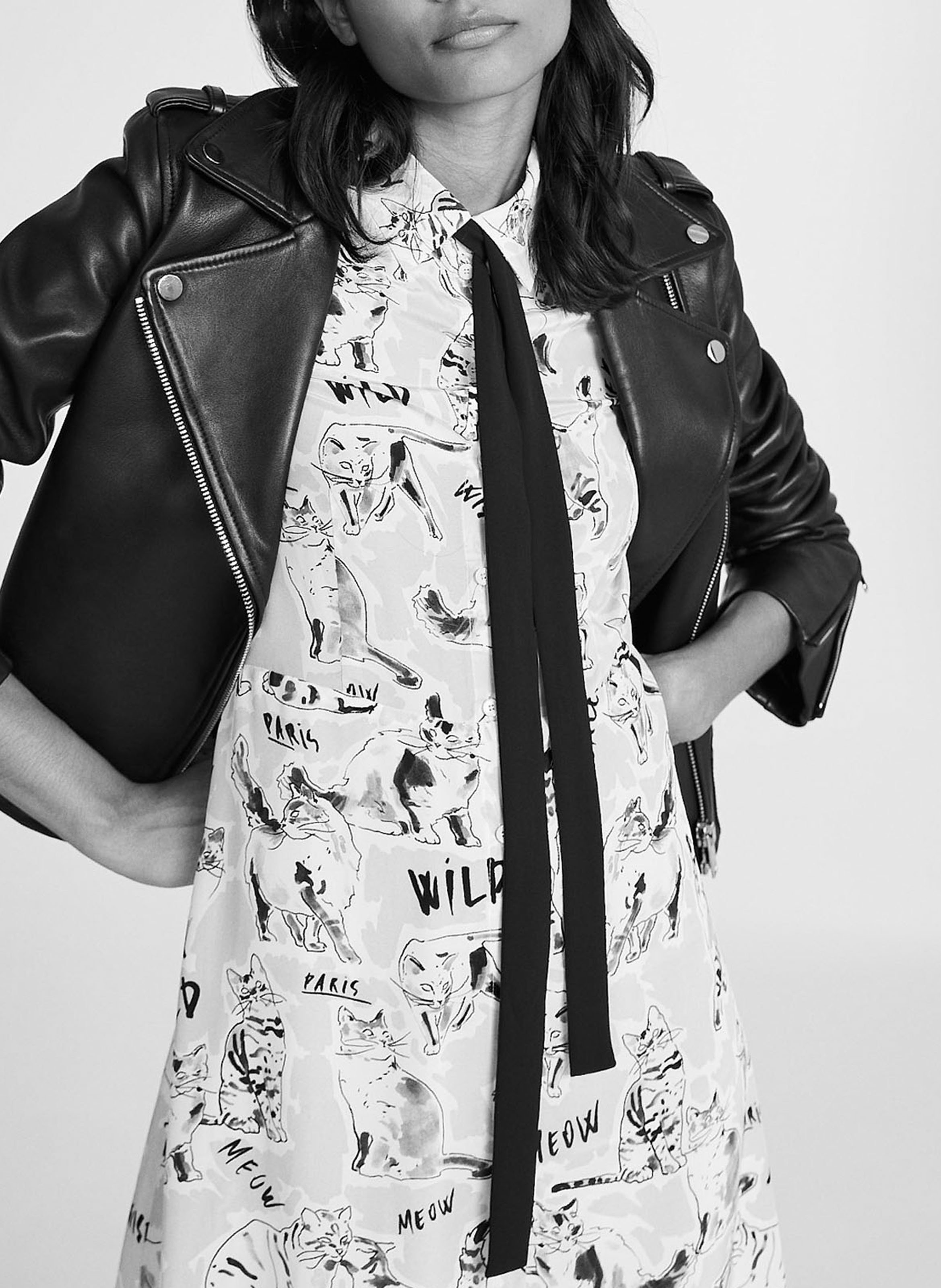 Blouson court en cuir  CLAUDIE PIERLOT Noir