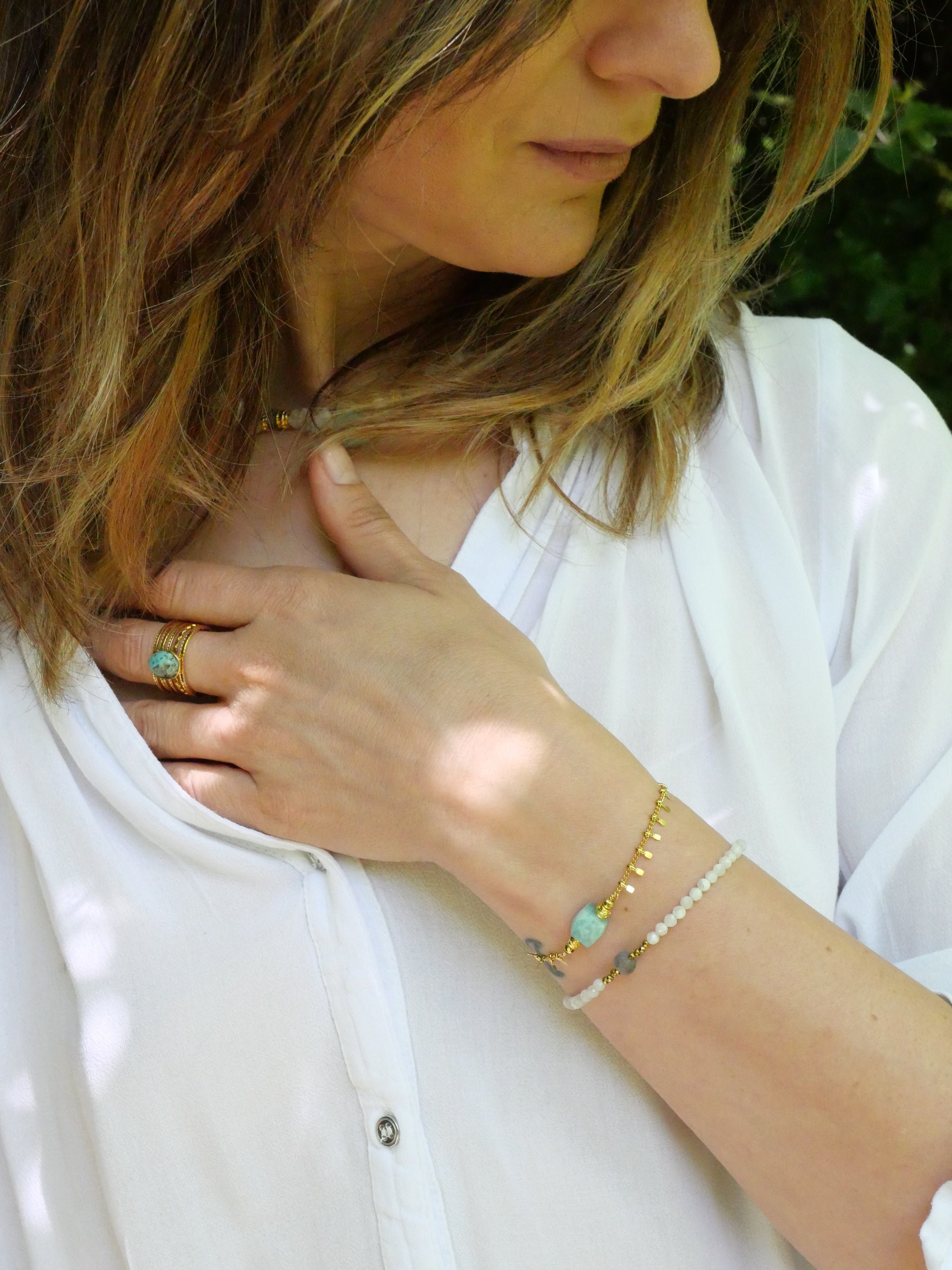 Moonstone bracelet GINANDGER White