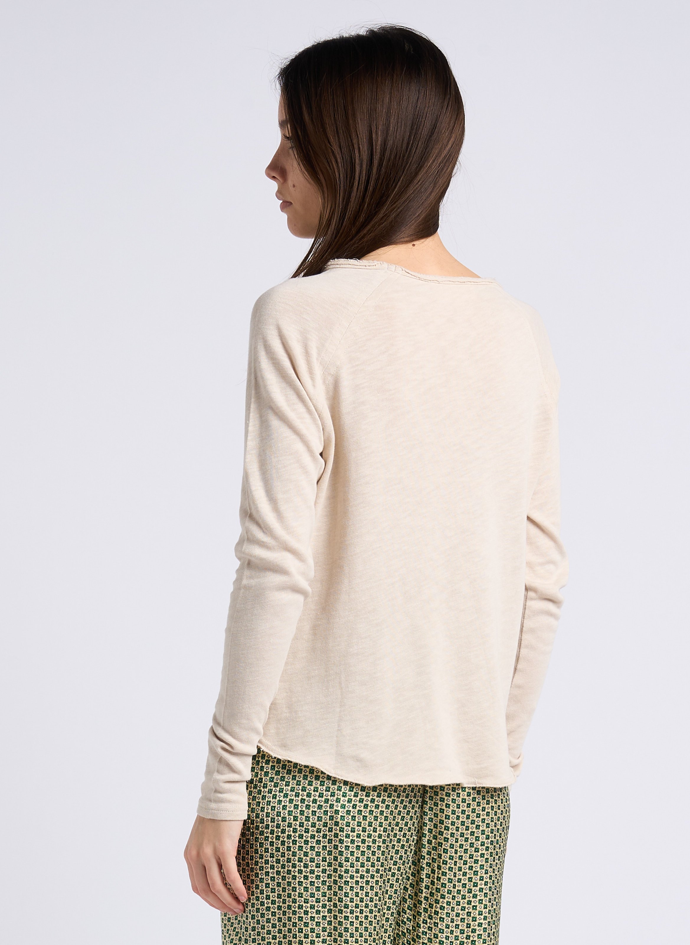 Boat-neck cotton T-shirt AMERICAN VINTAGE Beige