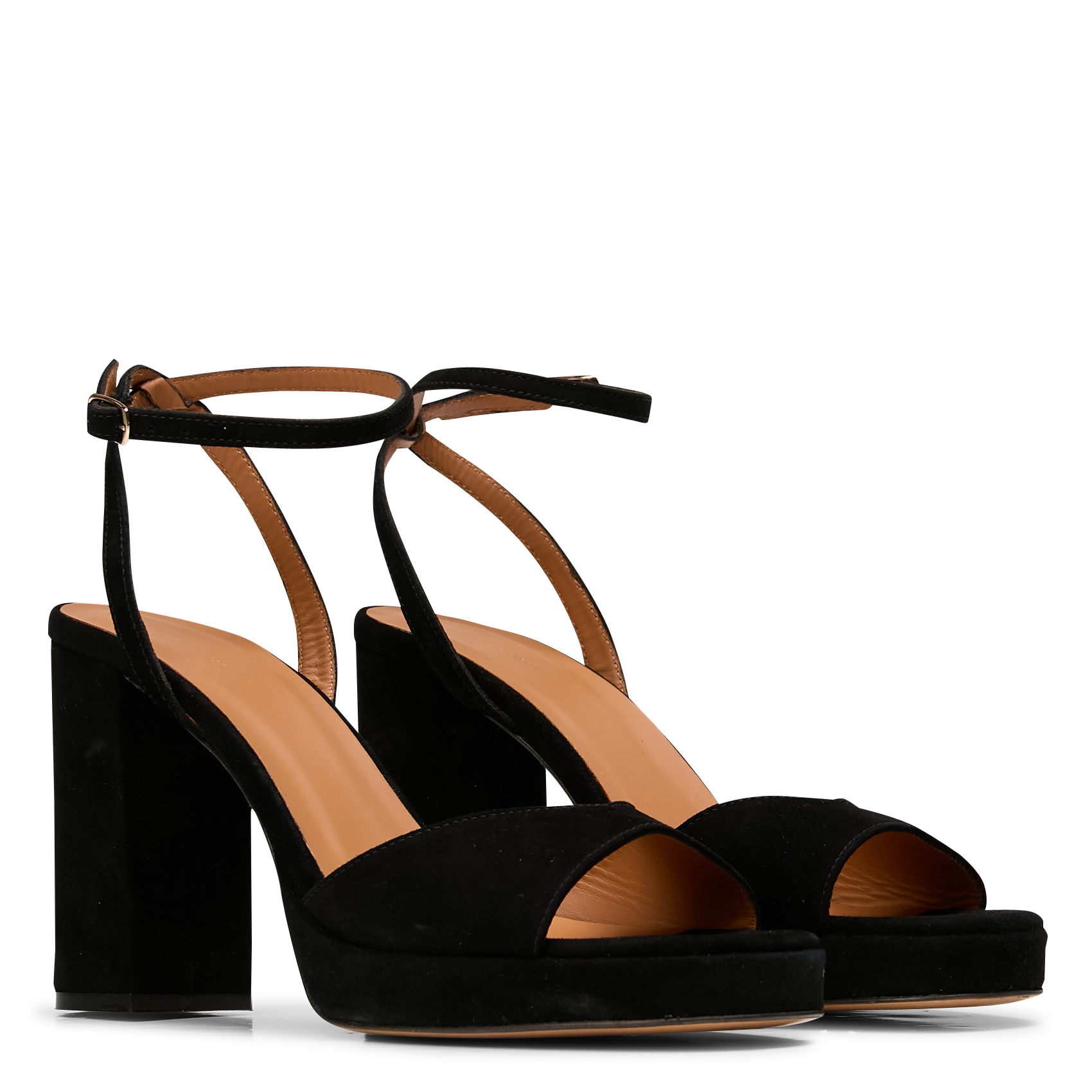 Sandales à talon en cuir craquelé RIVECOUR Noir