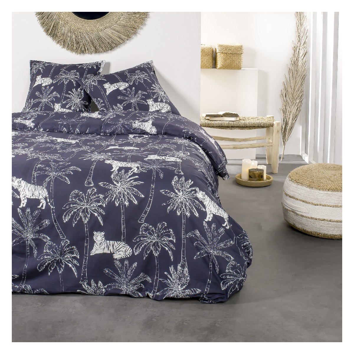 Printed cotton bedding set TODAY LINGE DE MAISON Black