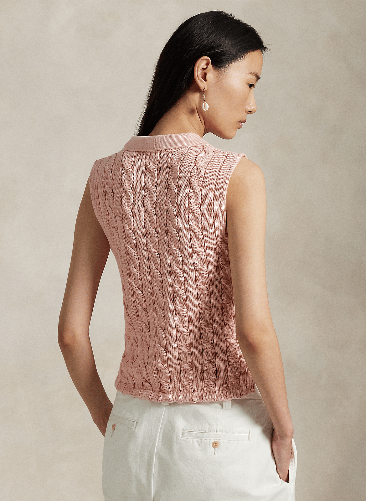 Mouwloos poloshirt met geborduurd logo. POLO RALPH LAUREN Roze