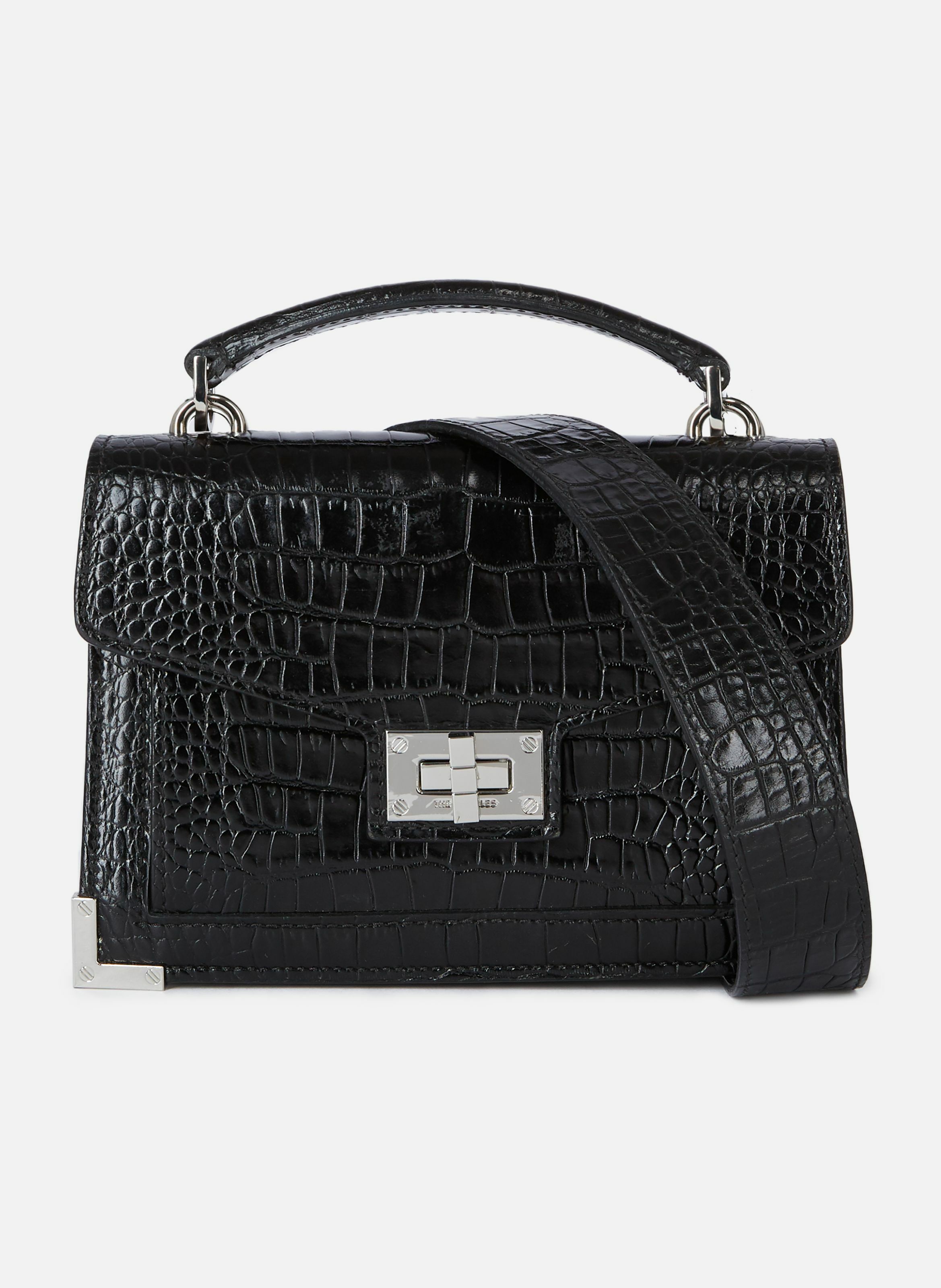 Emily small crocodile-effect leather bag THE KOOPLES Black