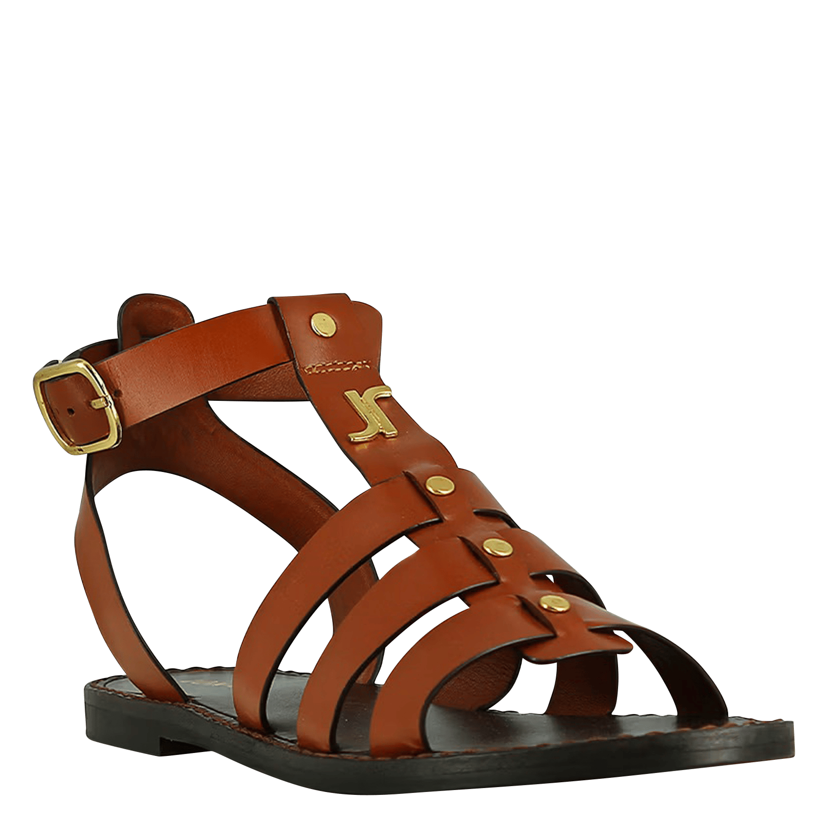 Aouda flat leather sandals JONAK Brown