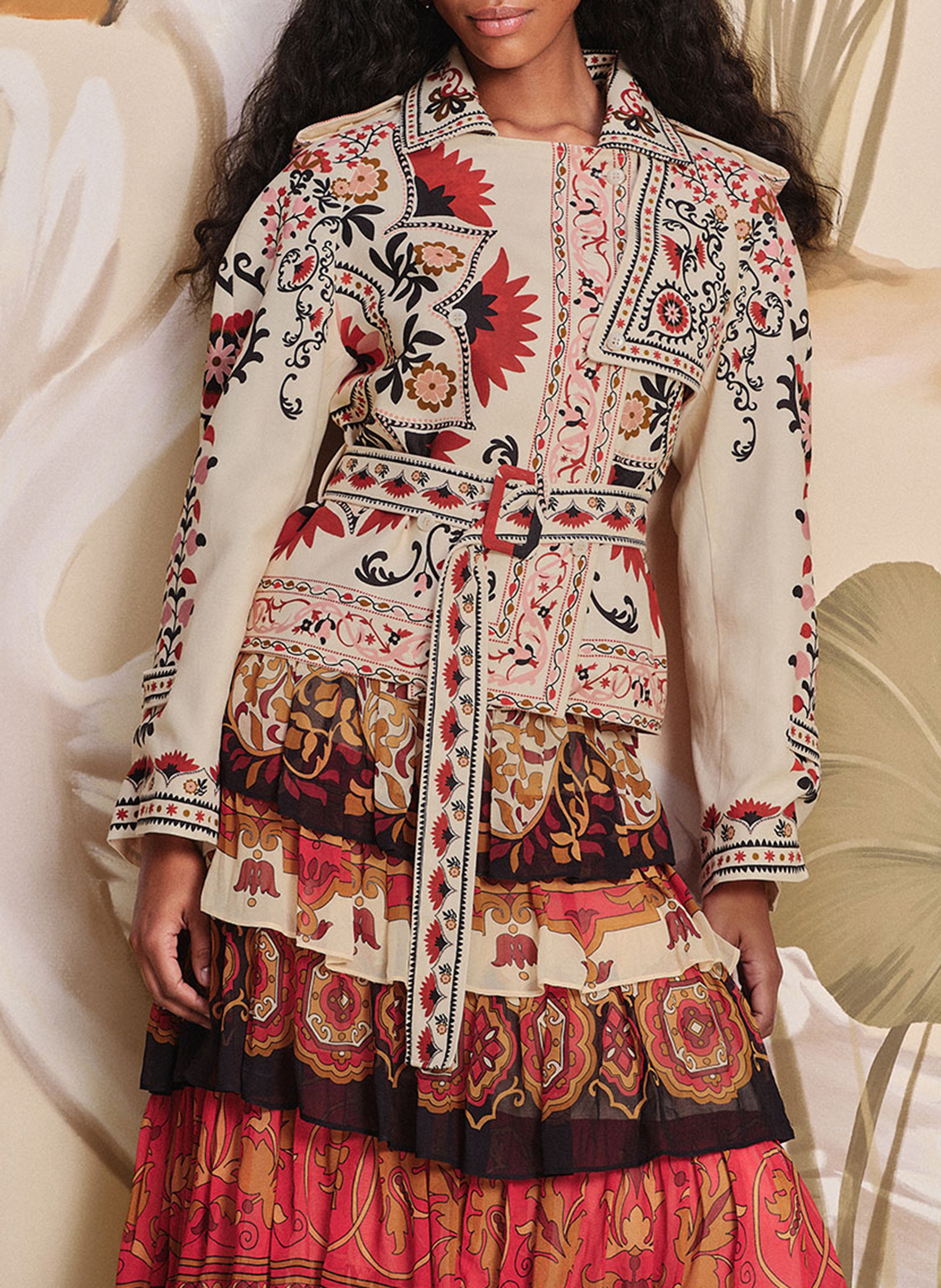 Veste droite imprimée FARM RIO Beige