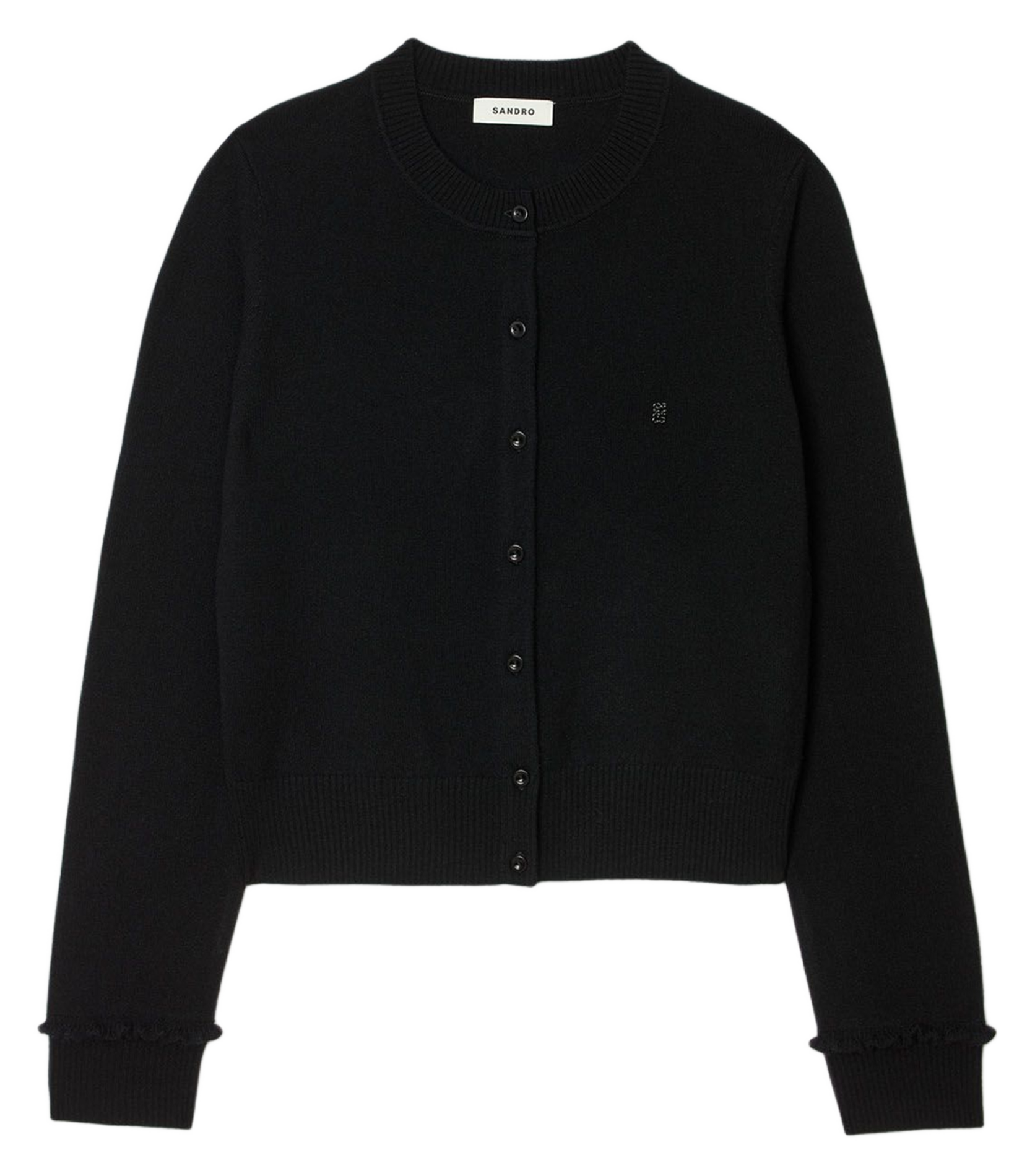 Cardigan à volants en laine mélangée SANDRO Noir