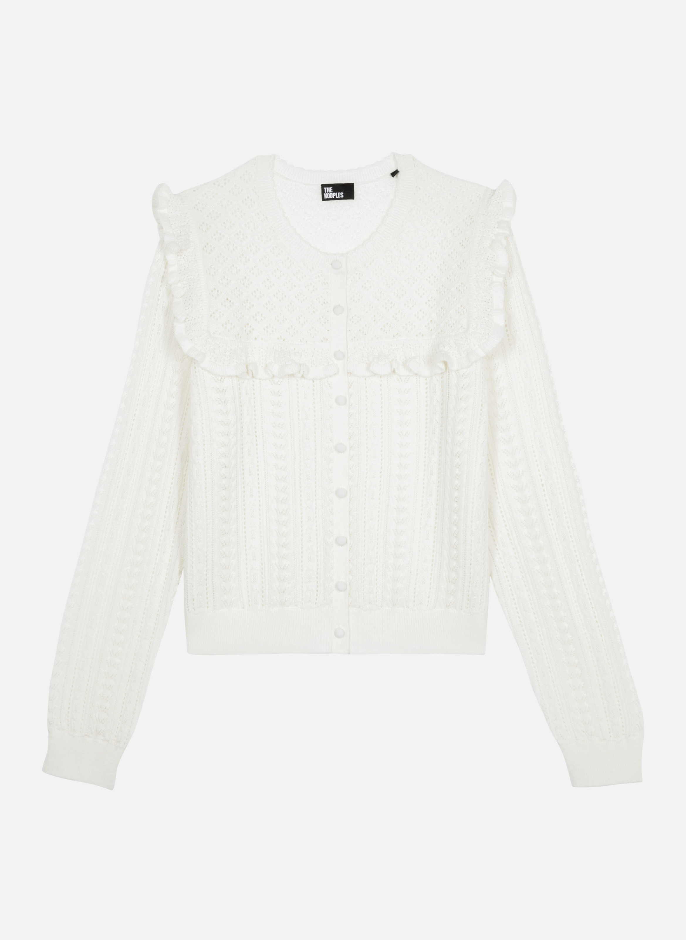 Cardigan with merino wool ruffles THE KOOPLES Beige