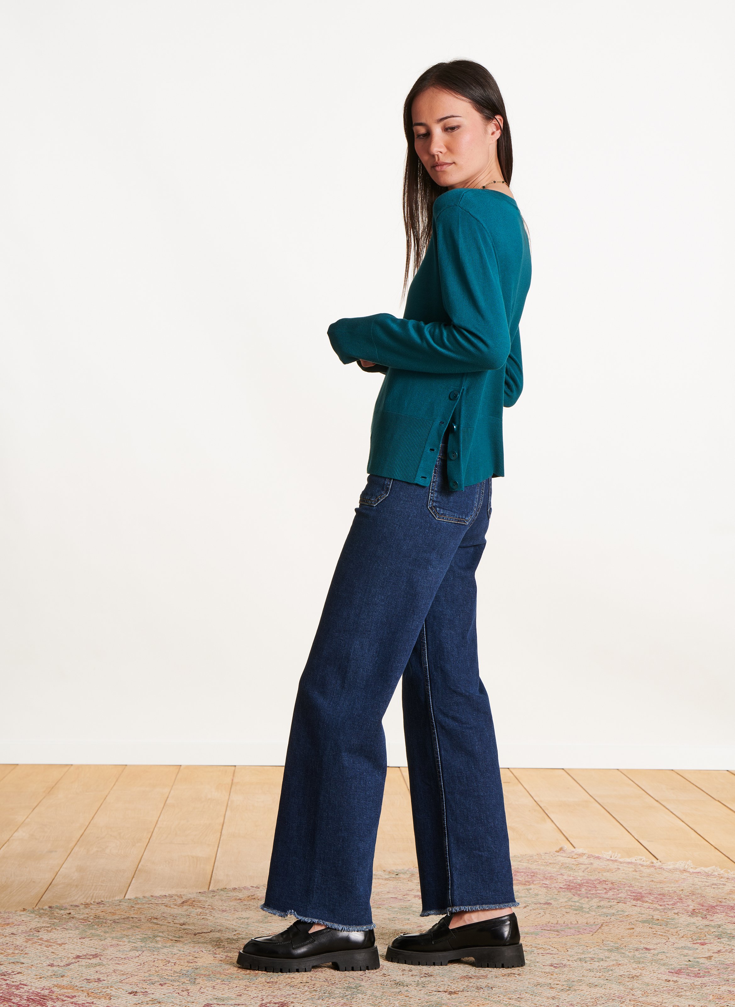 Pull droit col rond Vert