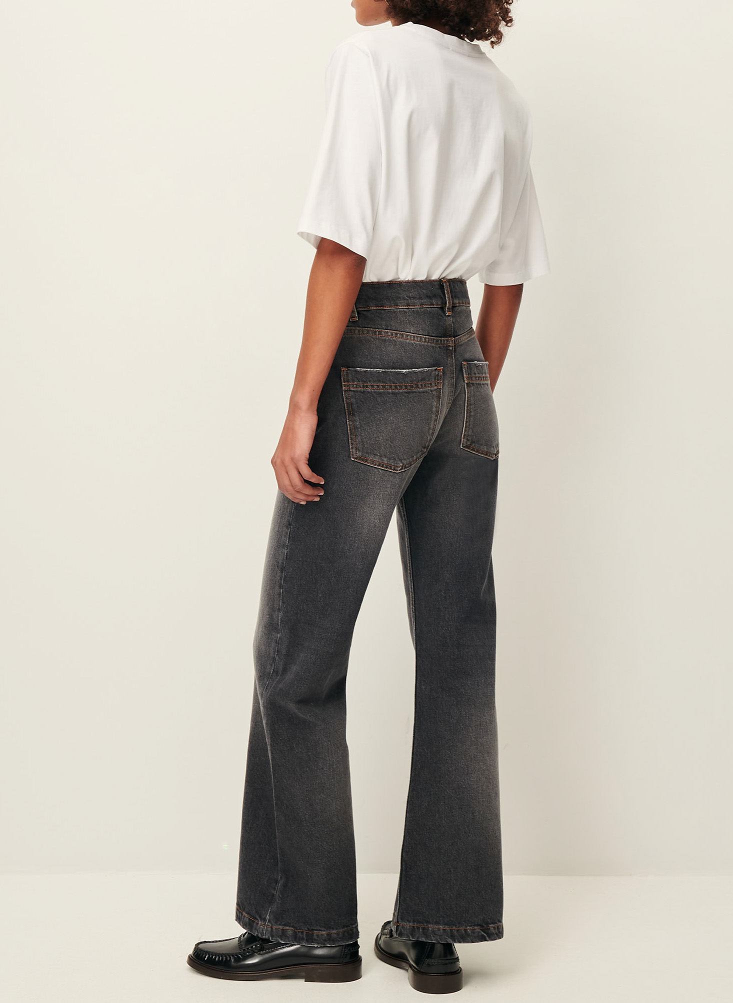 Jean flare délavé taille mi-haute SESSUN Gris