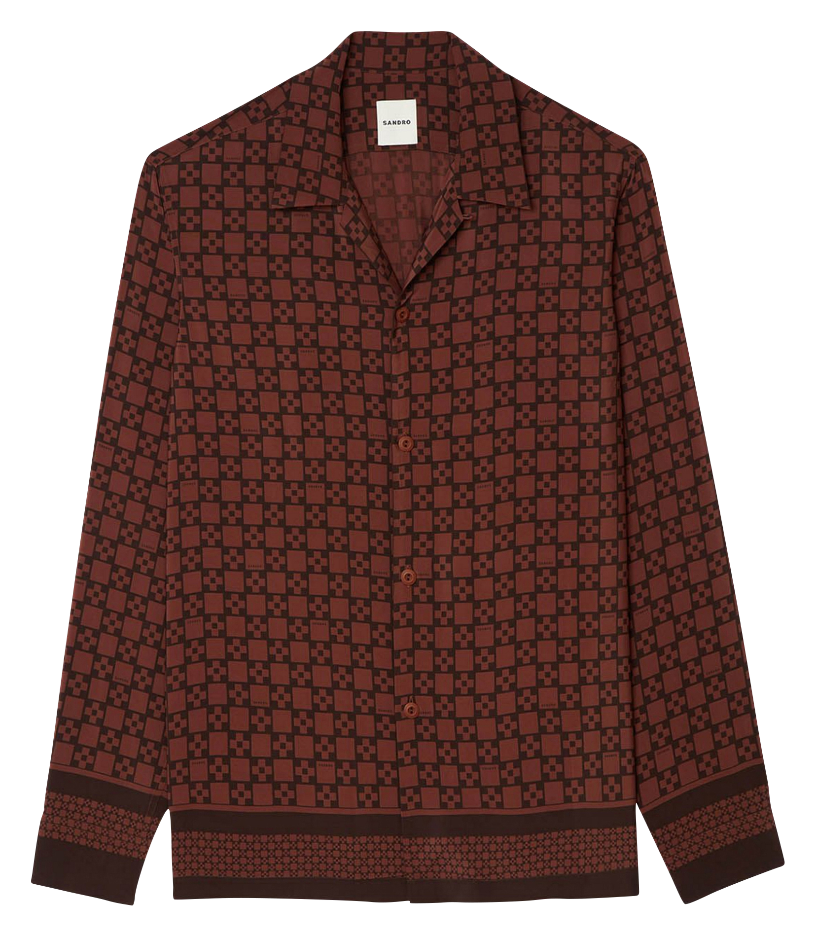 Straight Cuban collar shirt SANDRO Brown