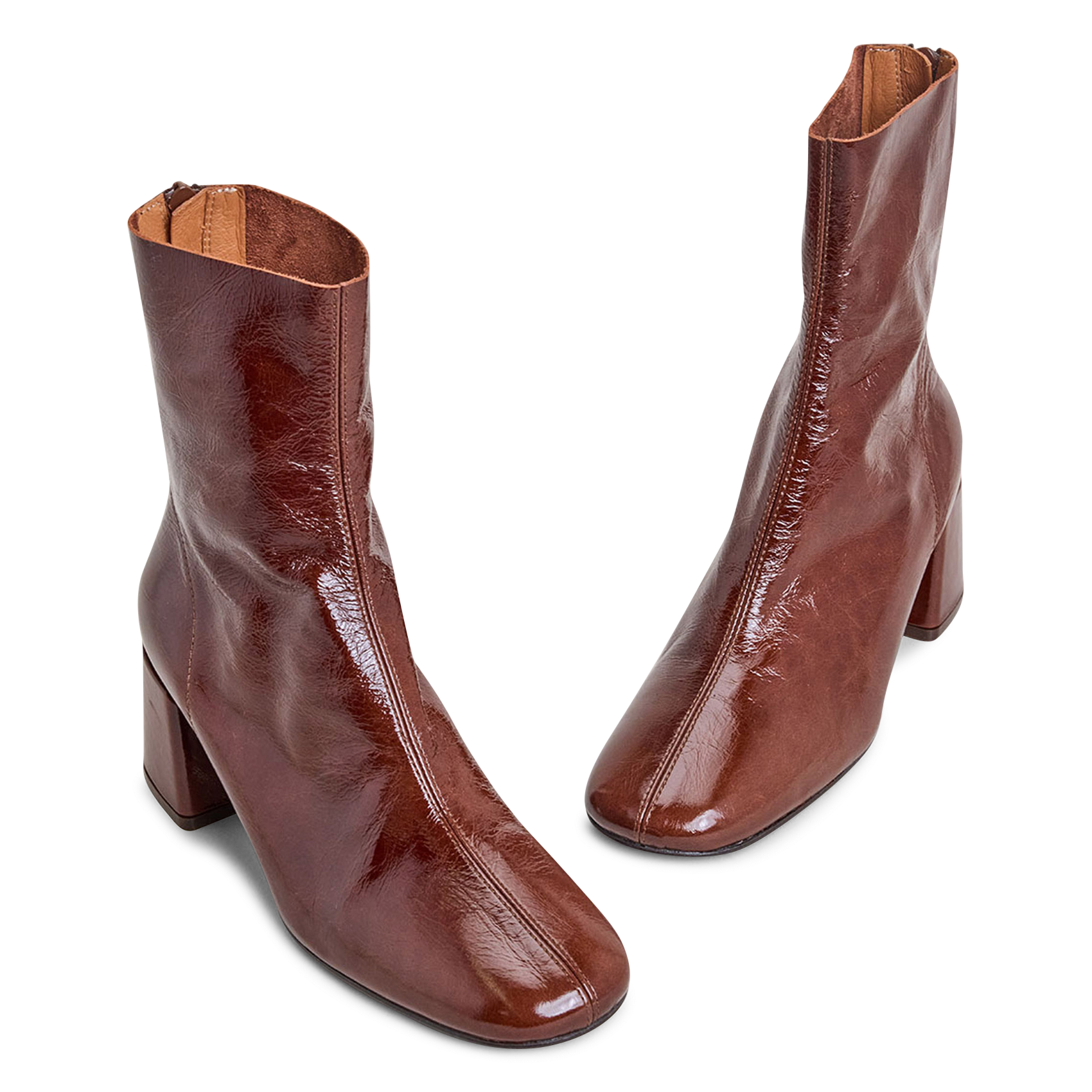 Patent leather heeled ankle boots JONAK Brown