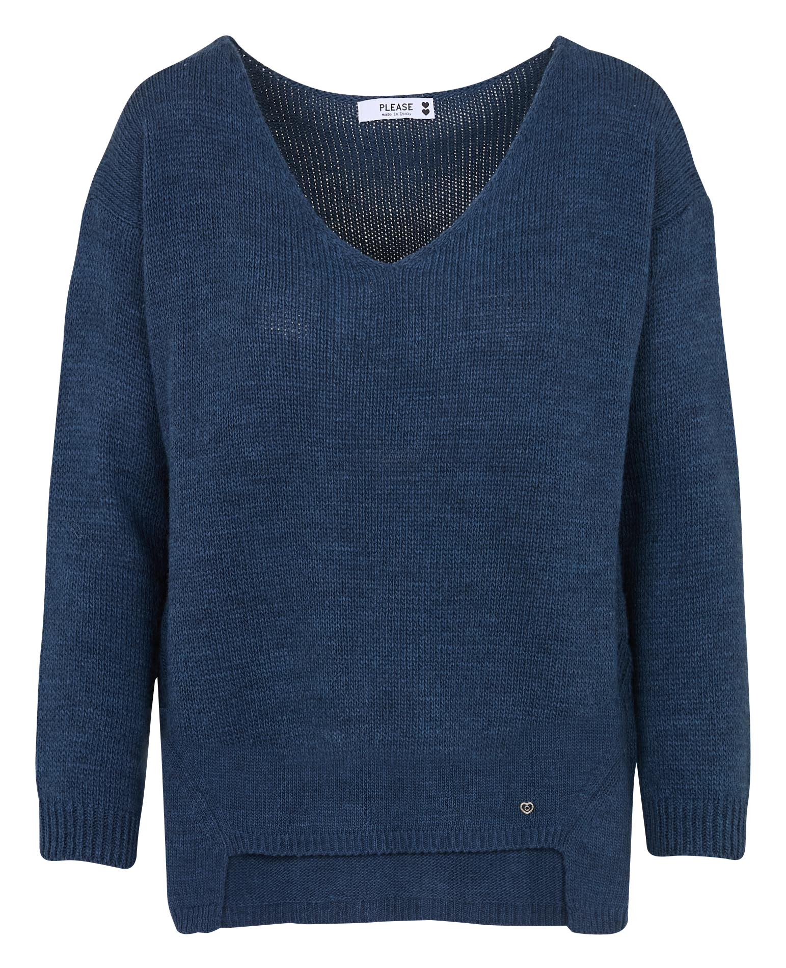 Pull V ample asymétrique uni PLEASE Jean brut