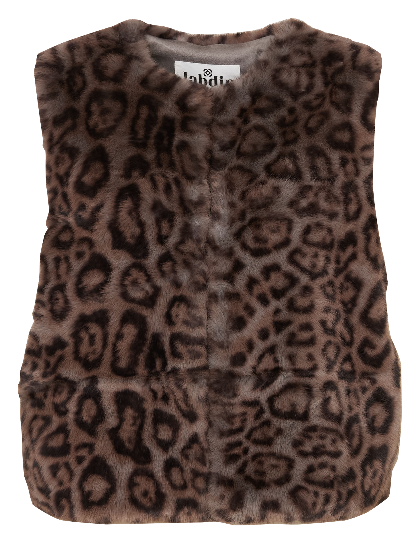Sleeveless straight faux fur printed vest LAB DIP Grey