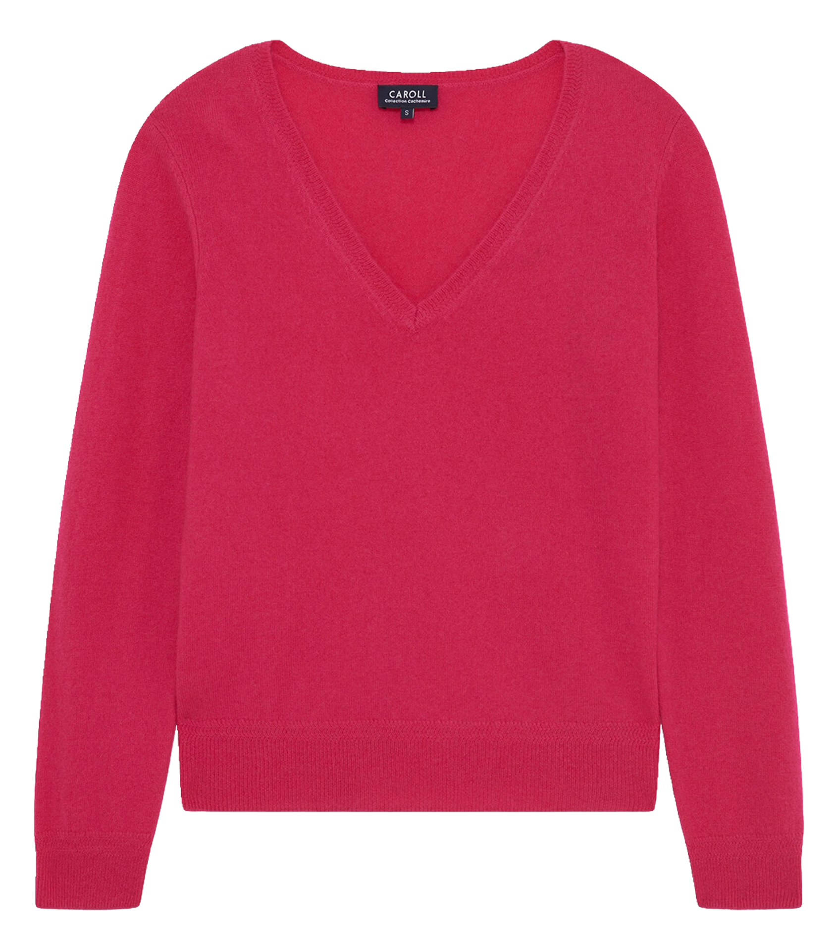 Pull cintré col V en cachemire CAROLL Rose